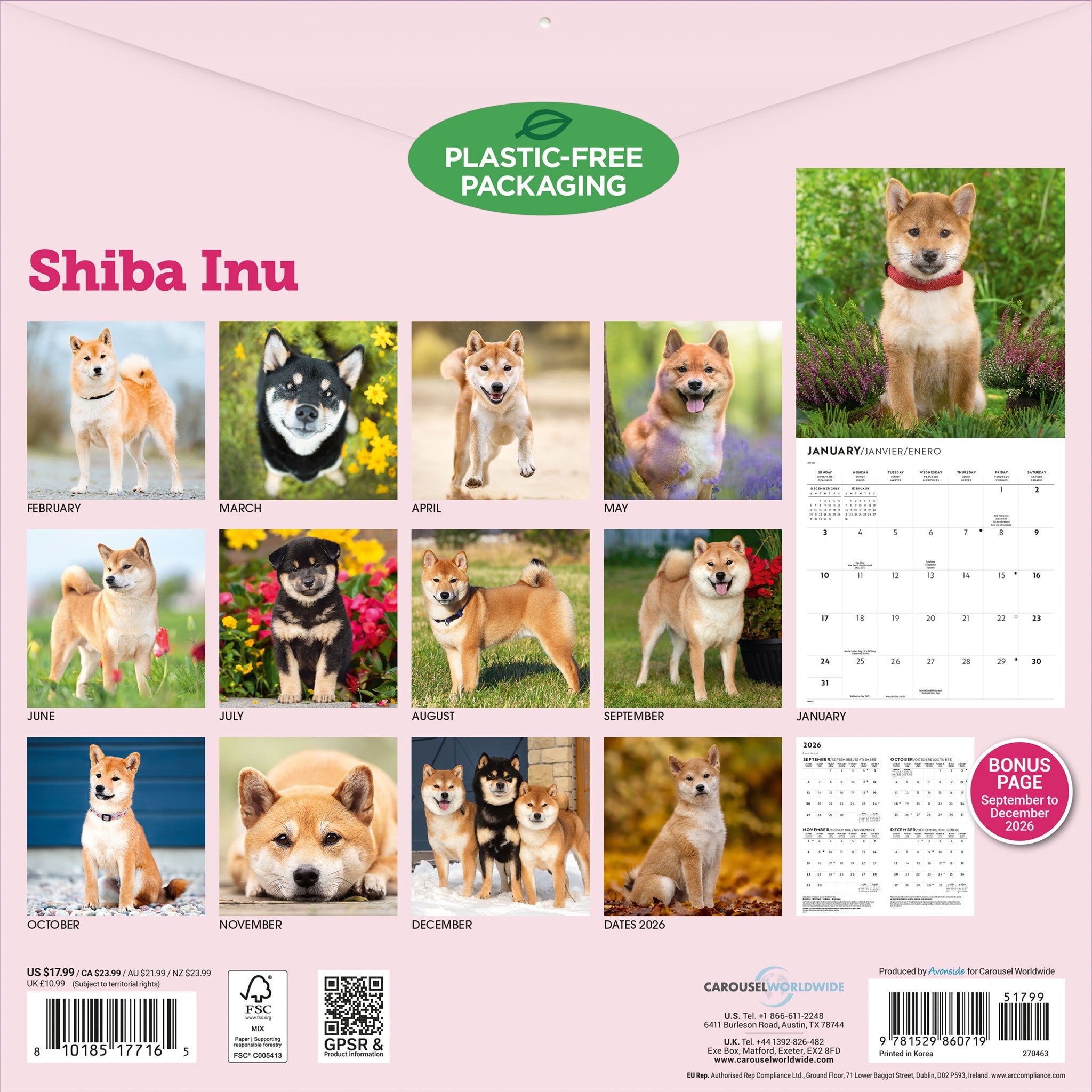 Shiba Inu 2027 Wall Calendar