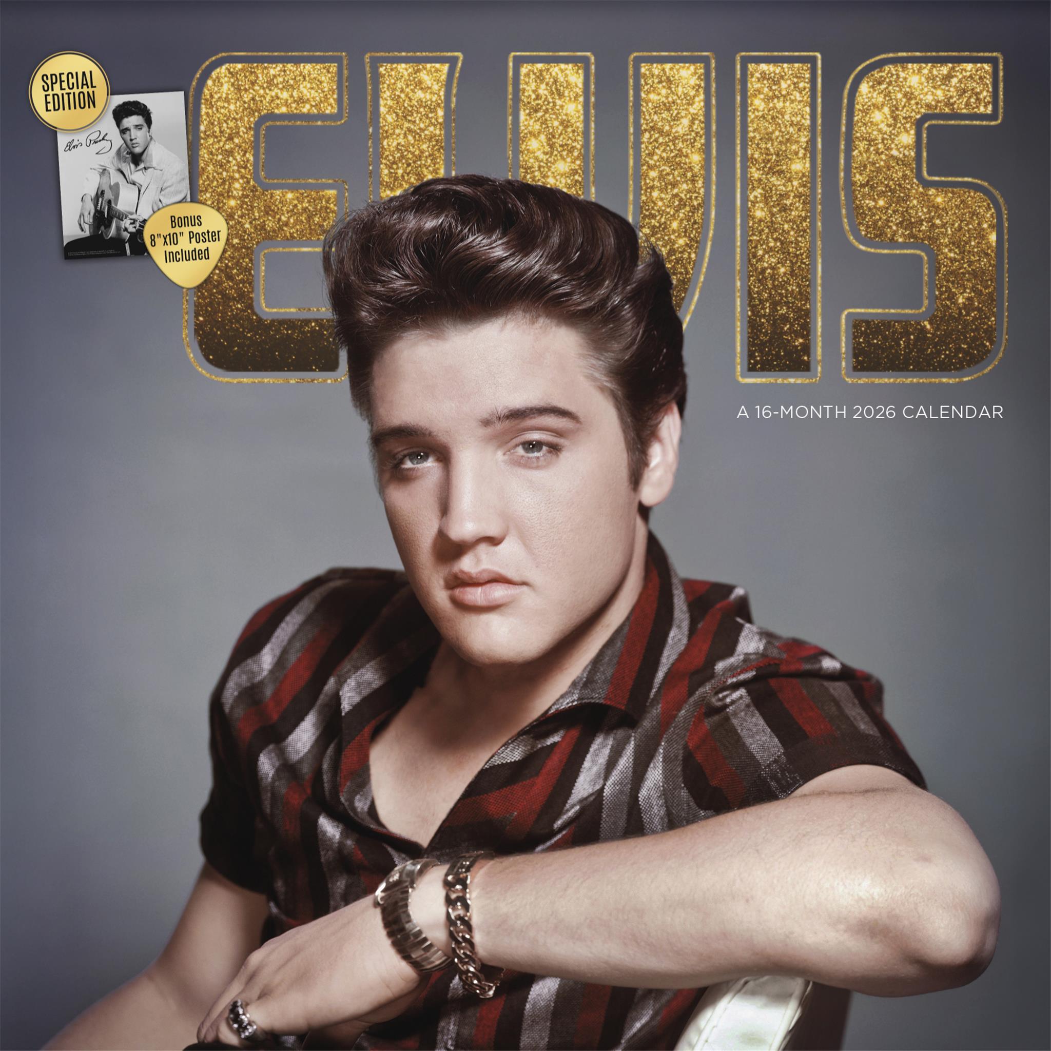 Calendrier mural de luxe exclusif Elvis Presley avec impression 2026
