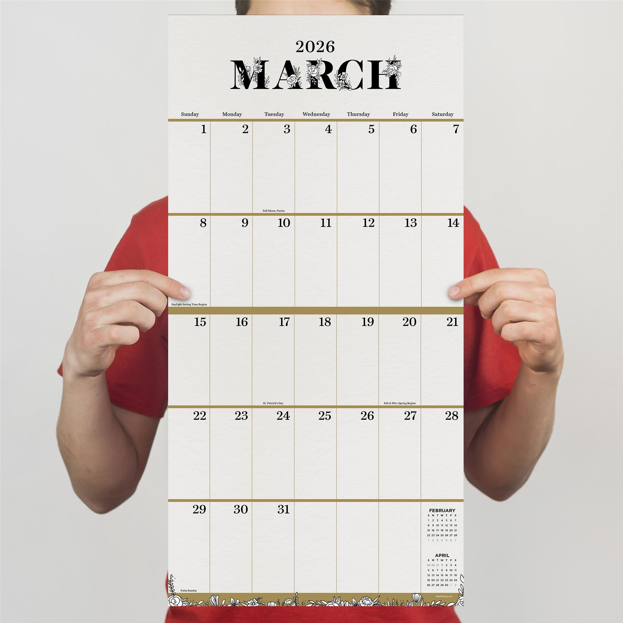 Big Grid Floral 2026 Wall Calendar