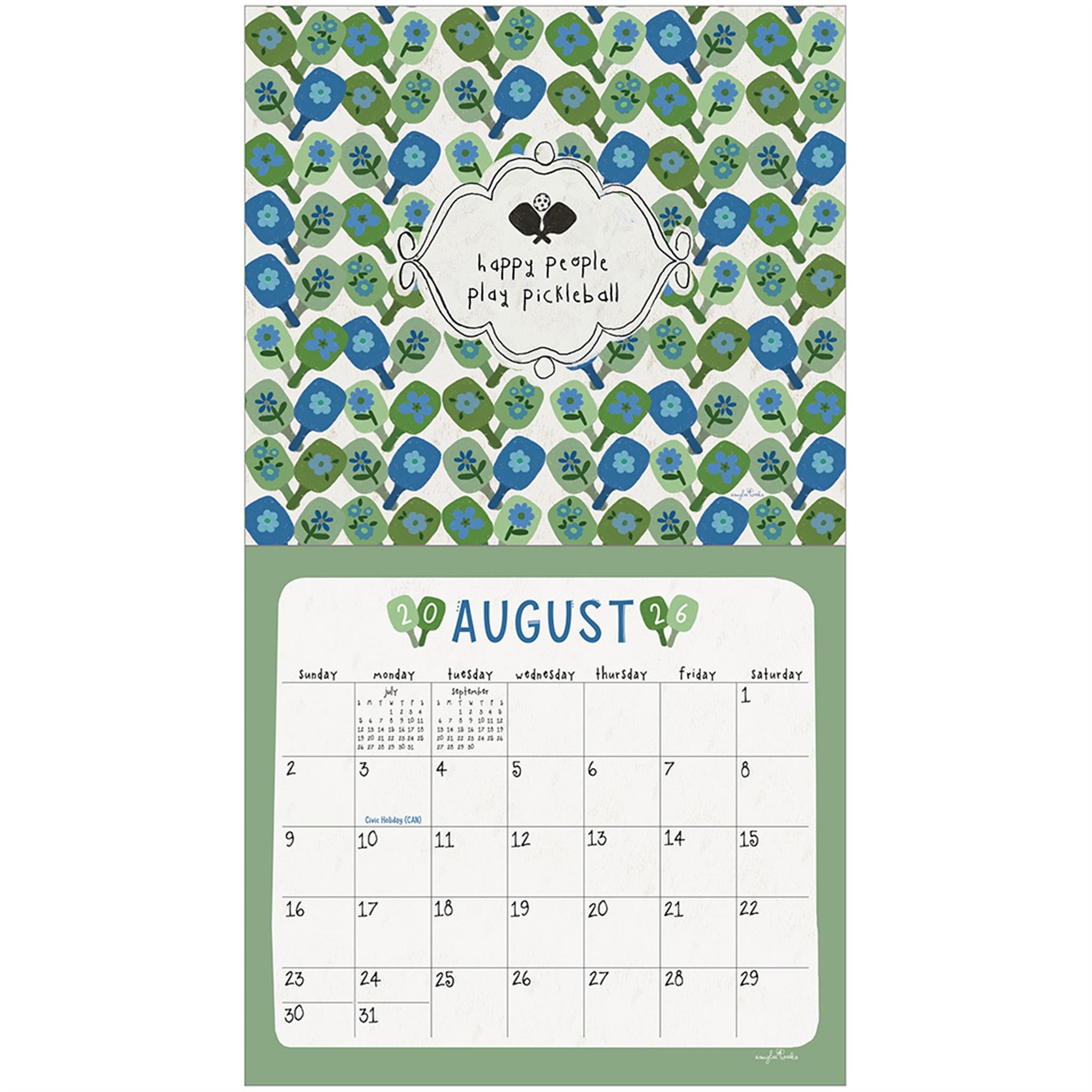 Pickleball 2026 Deluxe Wall Calendar - Online Only
