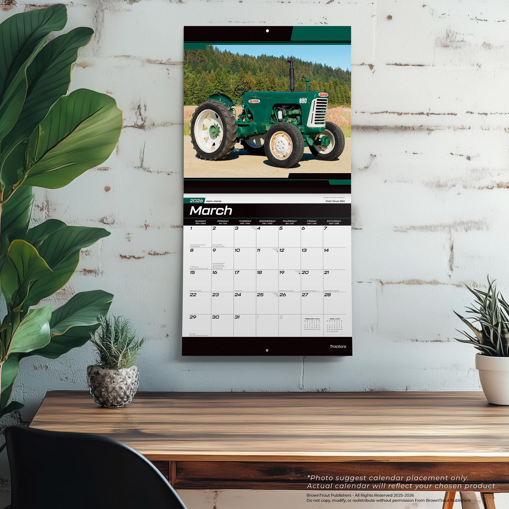 Calendrier mural Tracteurs 2026 - Disponible uniquement en ligne