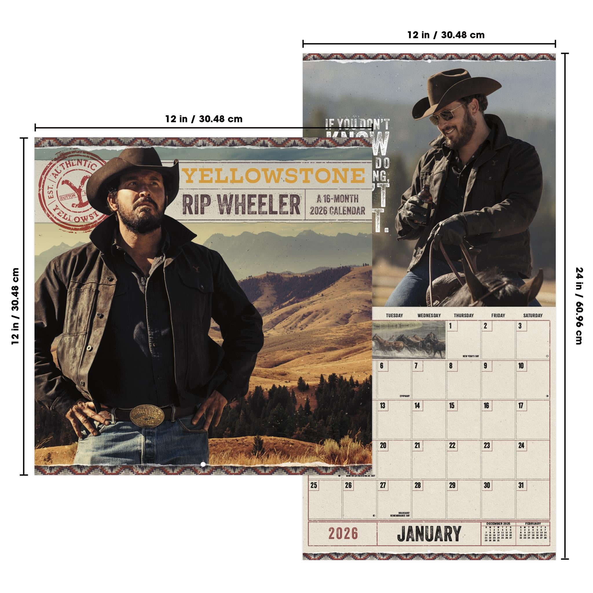 Calendrier mural Yellowstone Rip Wheeler 2026 - Disponible uniquement en ligne