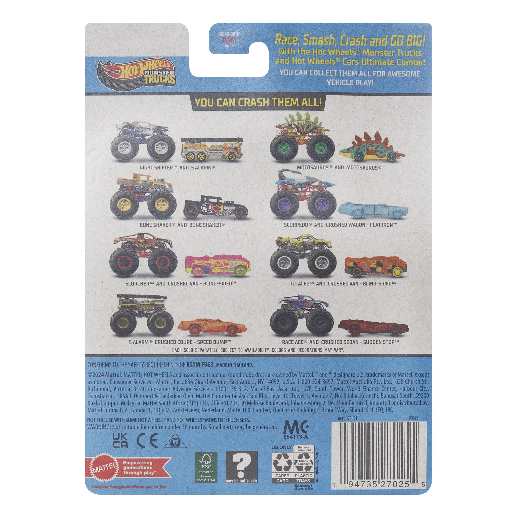 Hot Wheels Monster Truck 1:64 Camion et voiture moulés sous pression - Modèles assortis