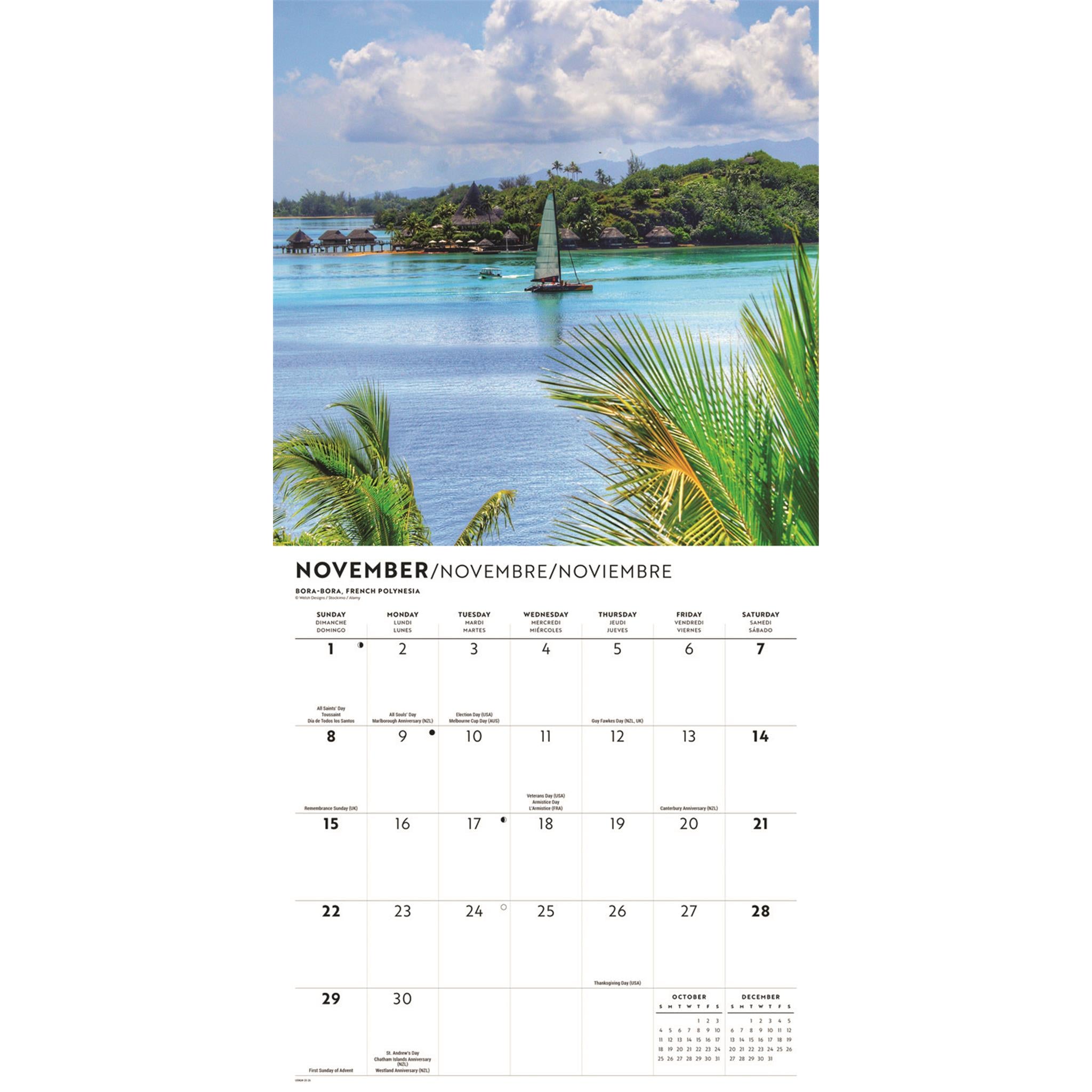 Calendrier mural Île paradisiaque 2026