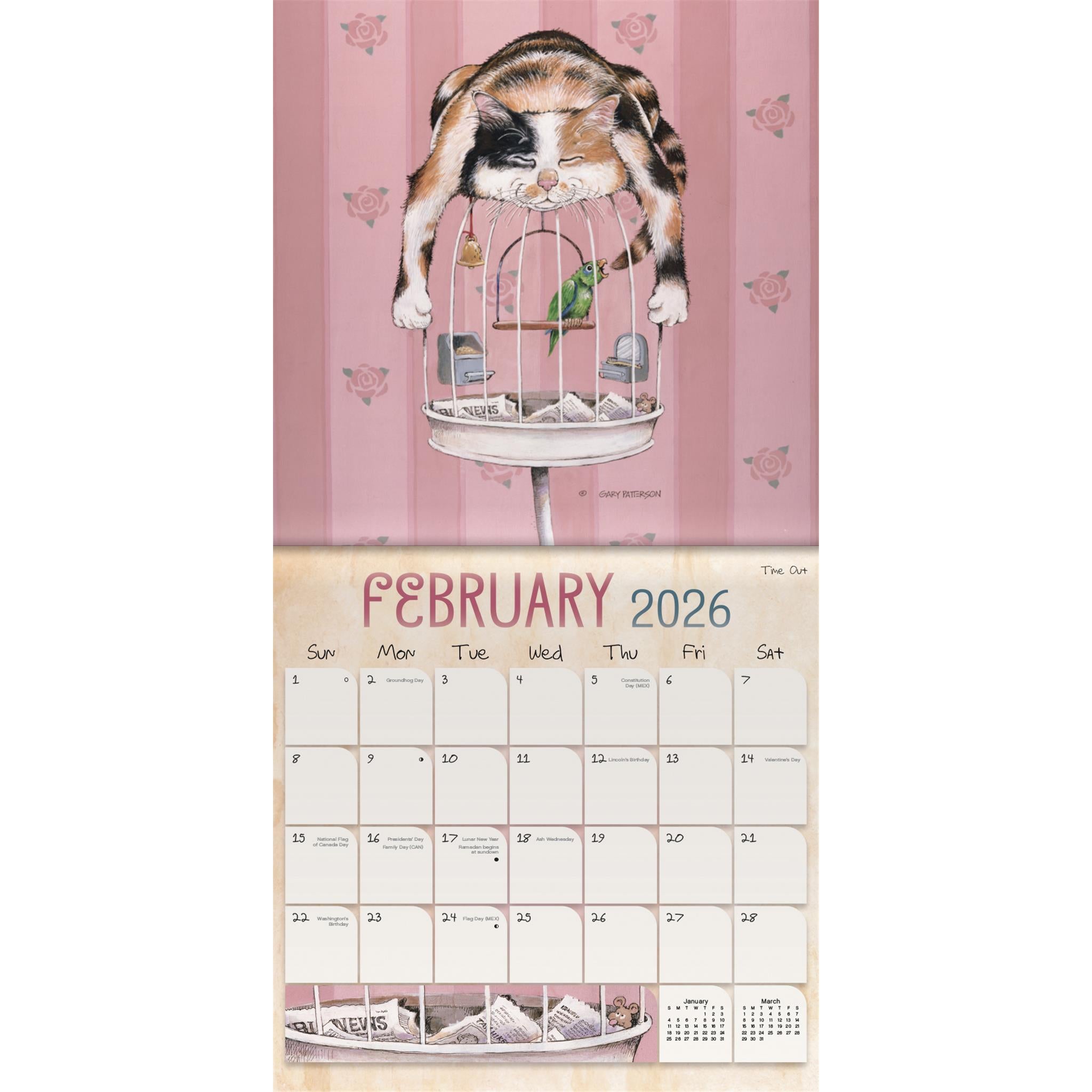 Mini-calendrier des chats de Gary Patterson 2026