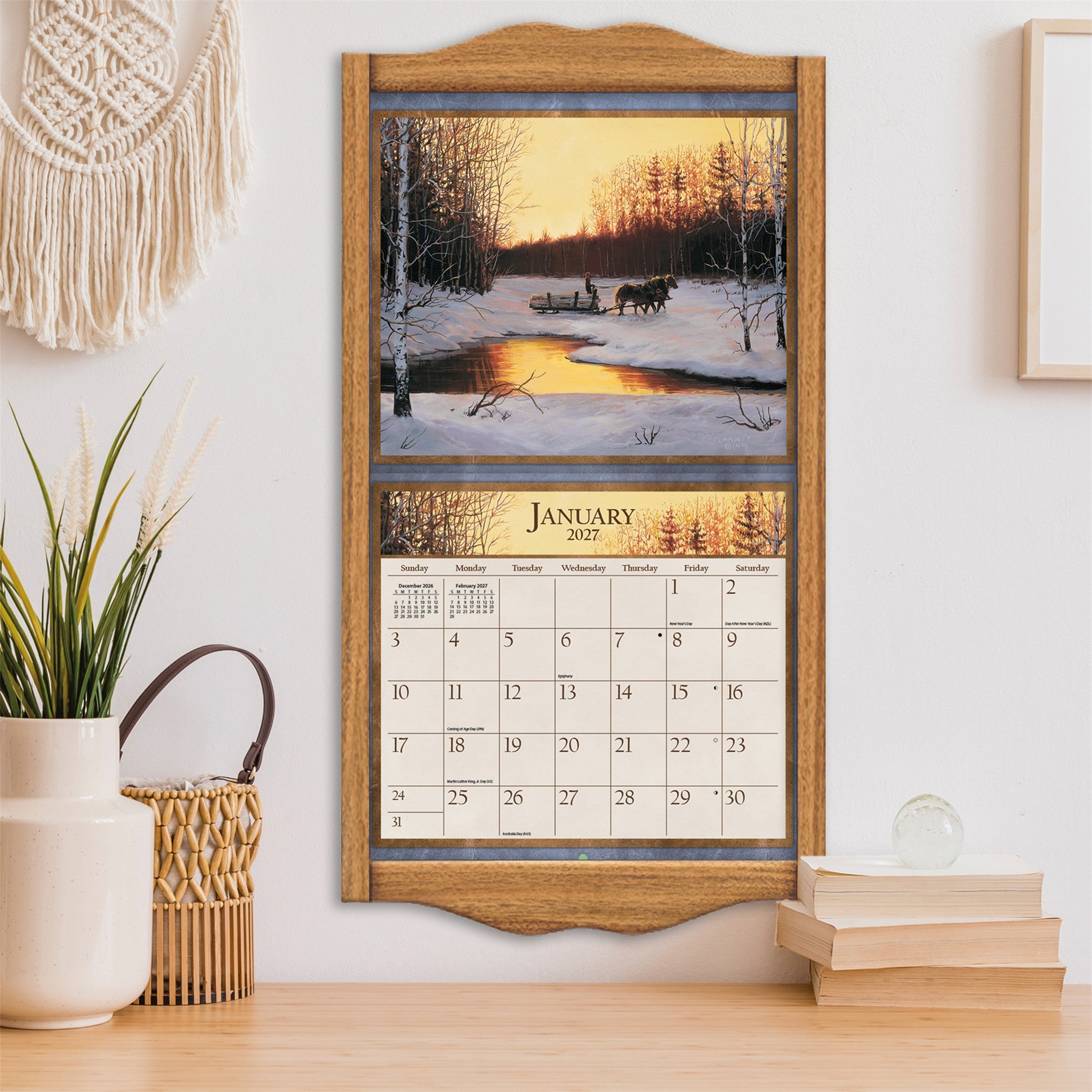 Horses in the Mist Special Edition with Print 2026-2027 Wall Calendar