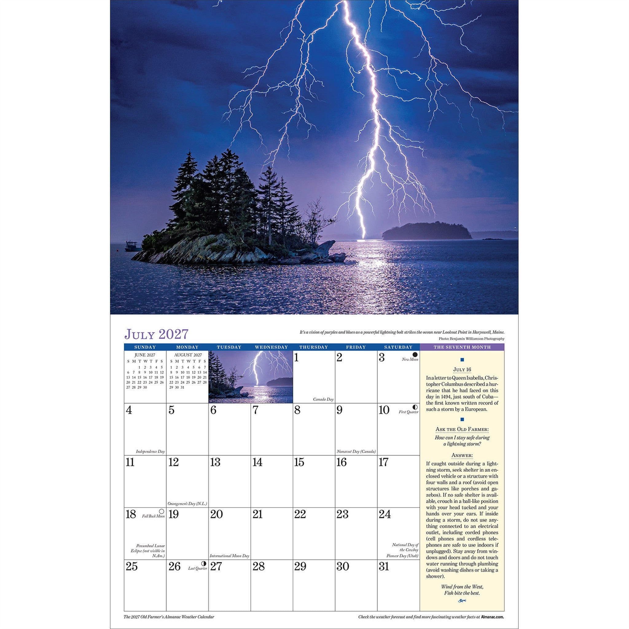 Le calendrier mural Météo 2027 de l'Almanach du Vieux fermier