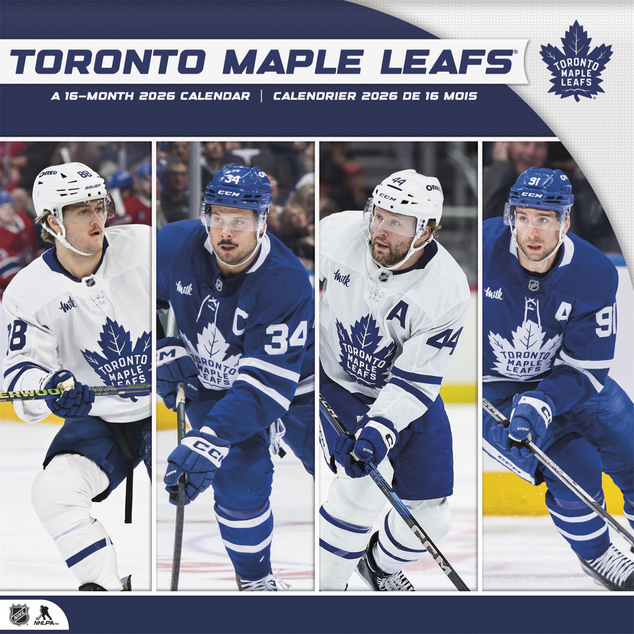Calendrier mural bilingue 2026 des Maple Leafs de Toronto (LNH)
