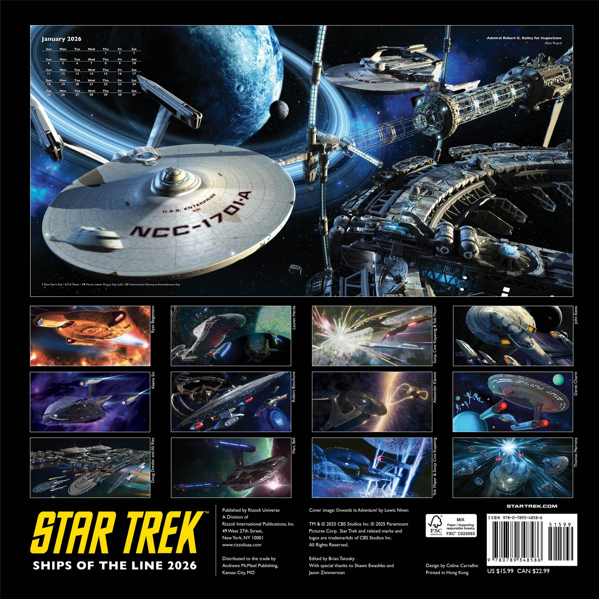 Calendrier mural Star Trek Ships Of The Line 2026