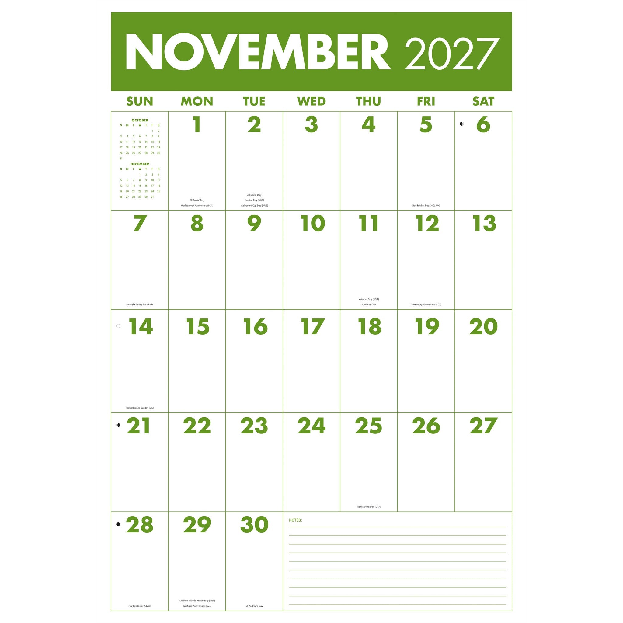 Calendrier mural Monster Grid 2027