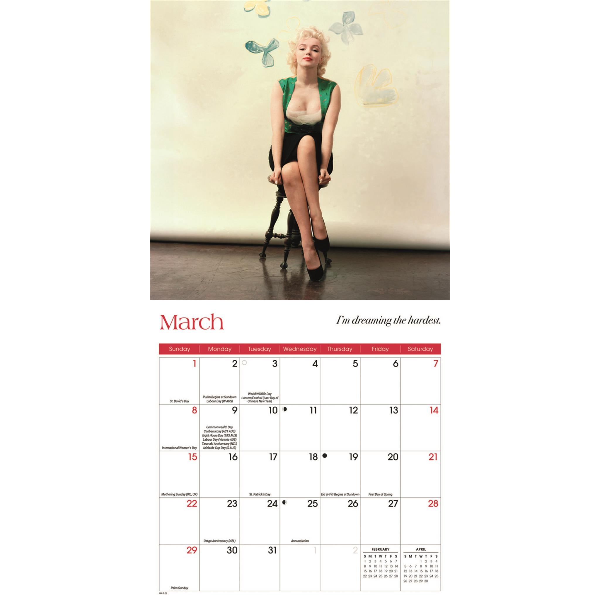 Mini calendrier Marilyn Monroe 2026