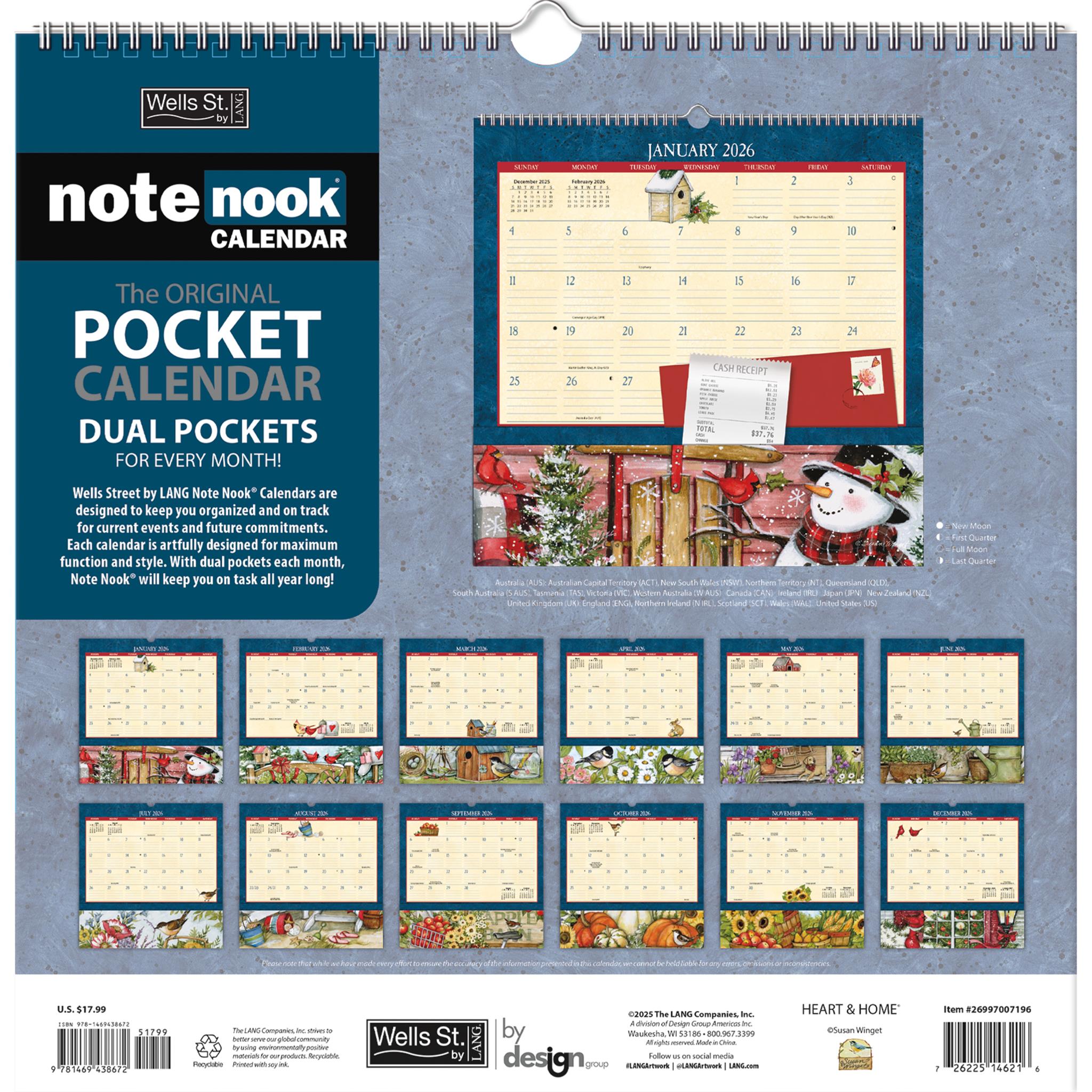 Calendrier mural Heart And Home Note Nook 2026