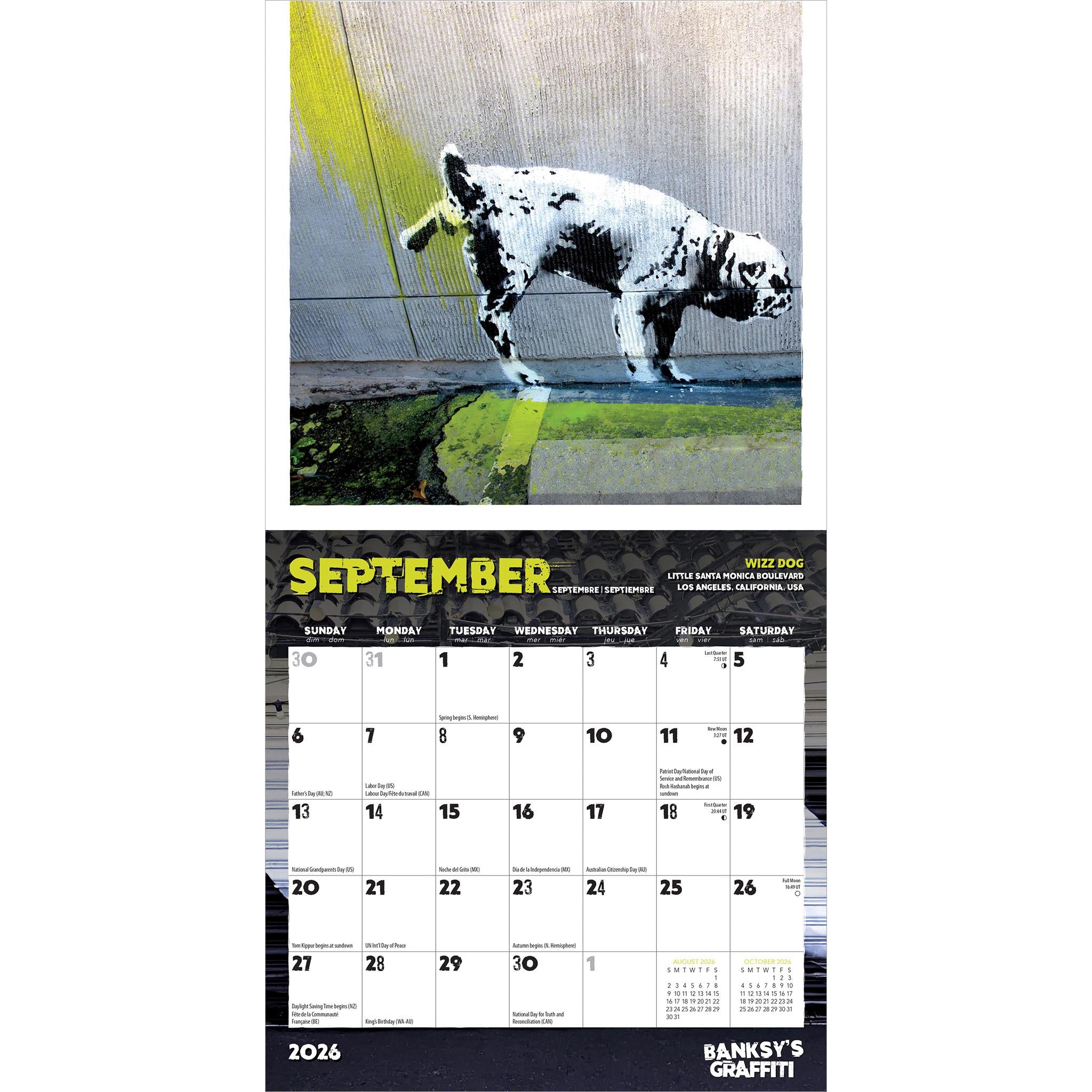 Mini-calendrier Banksy Graffiti 2026 - Disponible uniquement en ligne