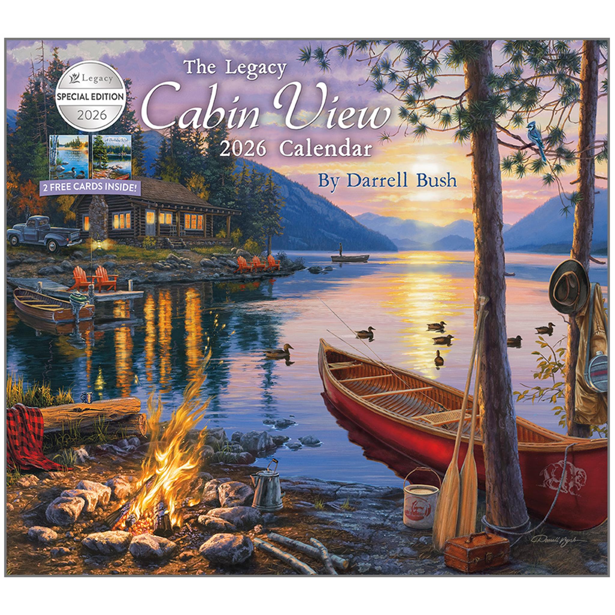 Calendrier mural de luxe édition spéciale Cabin View 2026 avec cartes