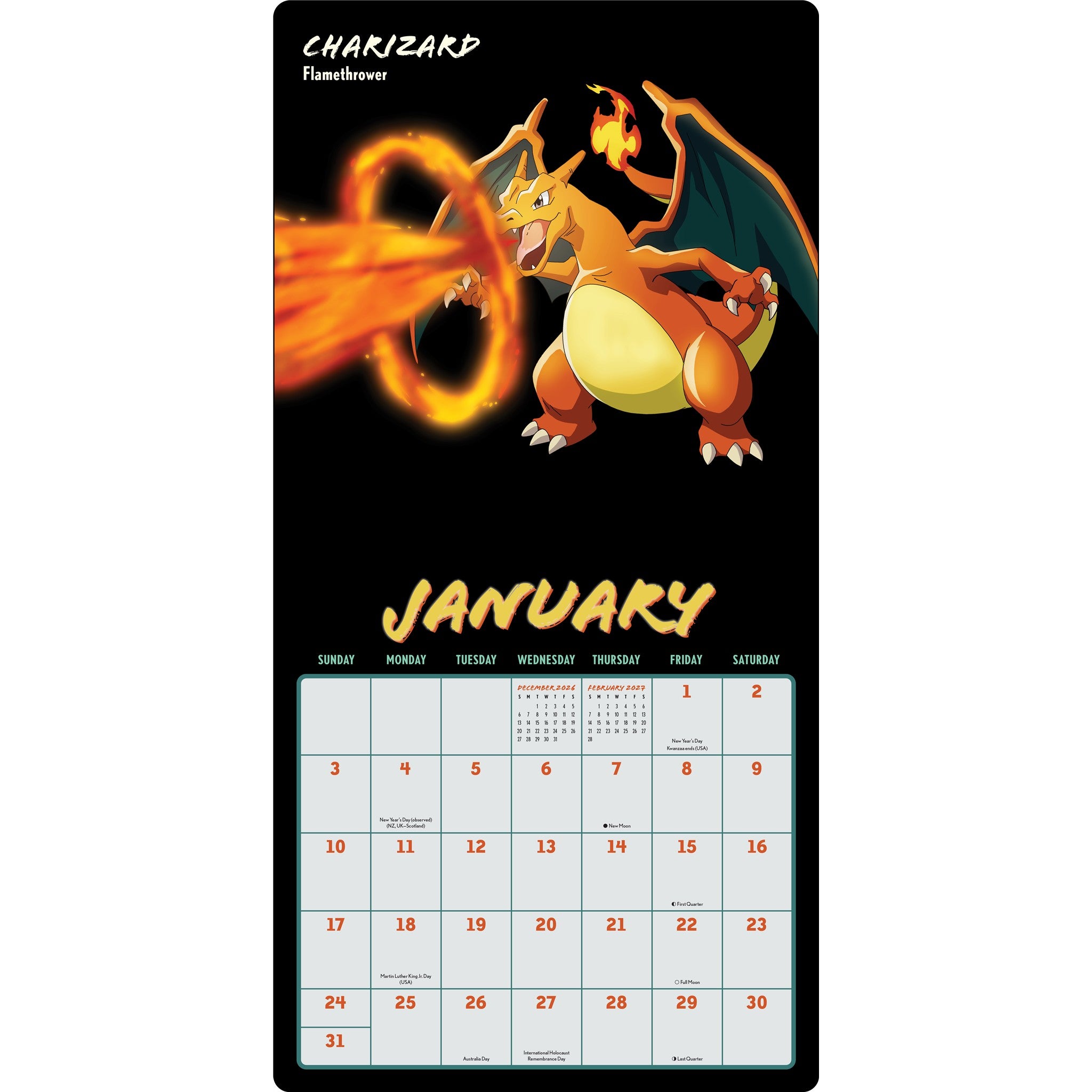 Pokémon Moves 2027 Wall Calendar - Online Only