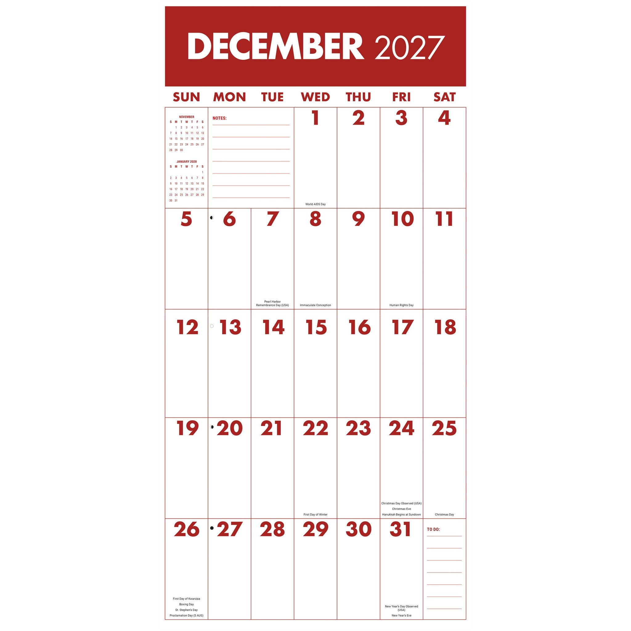 Calendrier Mural Mega Grid 2027