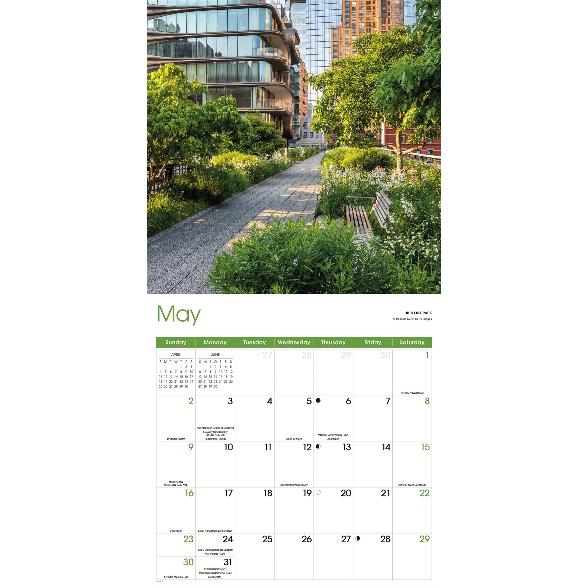 Calendrier mural New York 2027