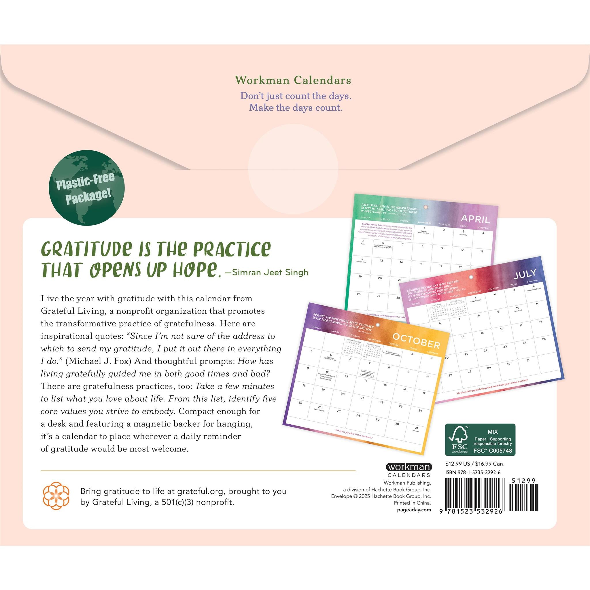 Calendrier magnétique miniature 2026 « Gratitude au quotidien » - Disponible uniquement en ligne