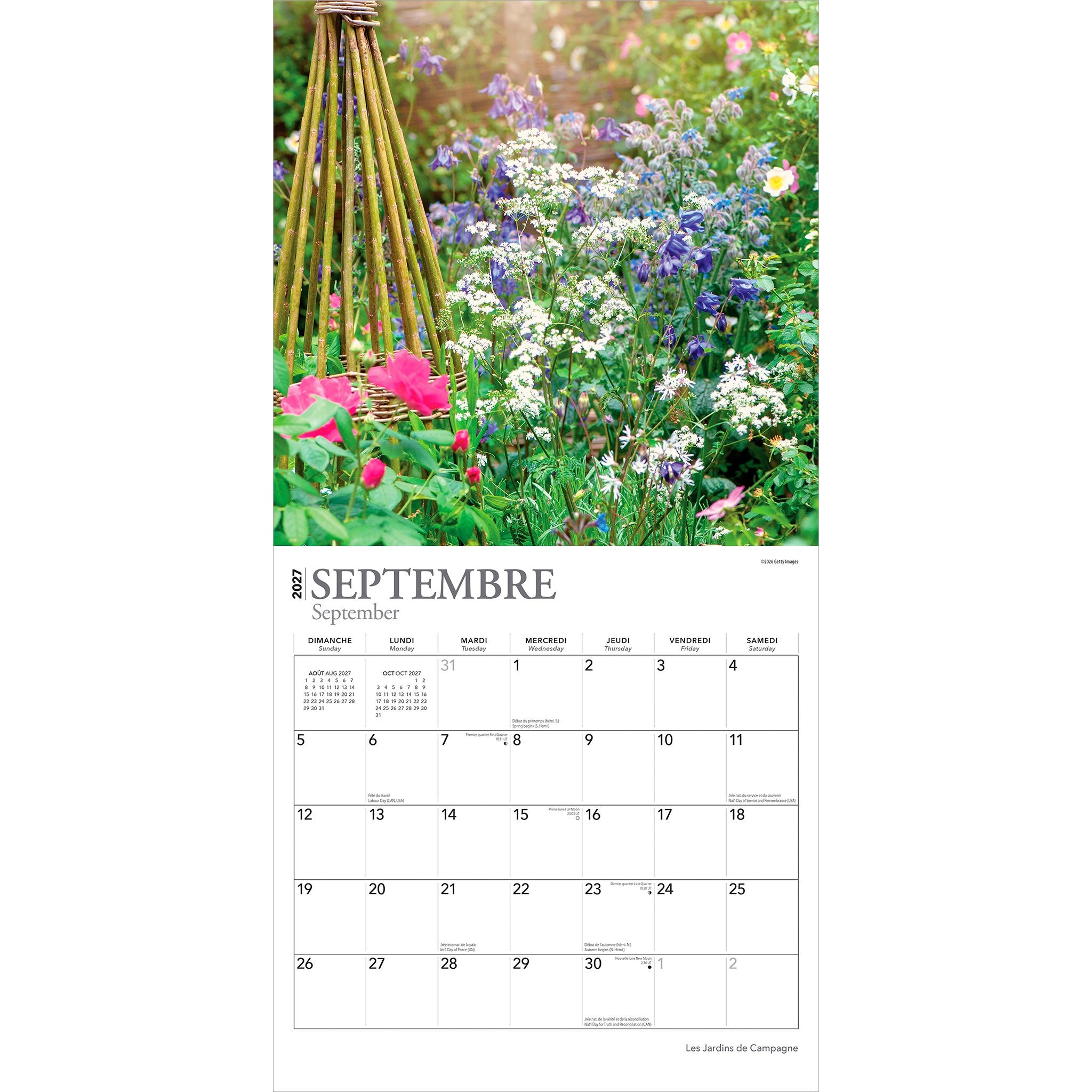 Les Jardins de Campagne 2027 Wall Calendar (French)