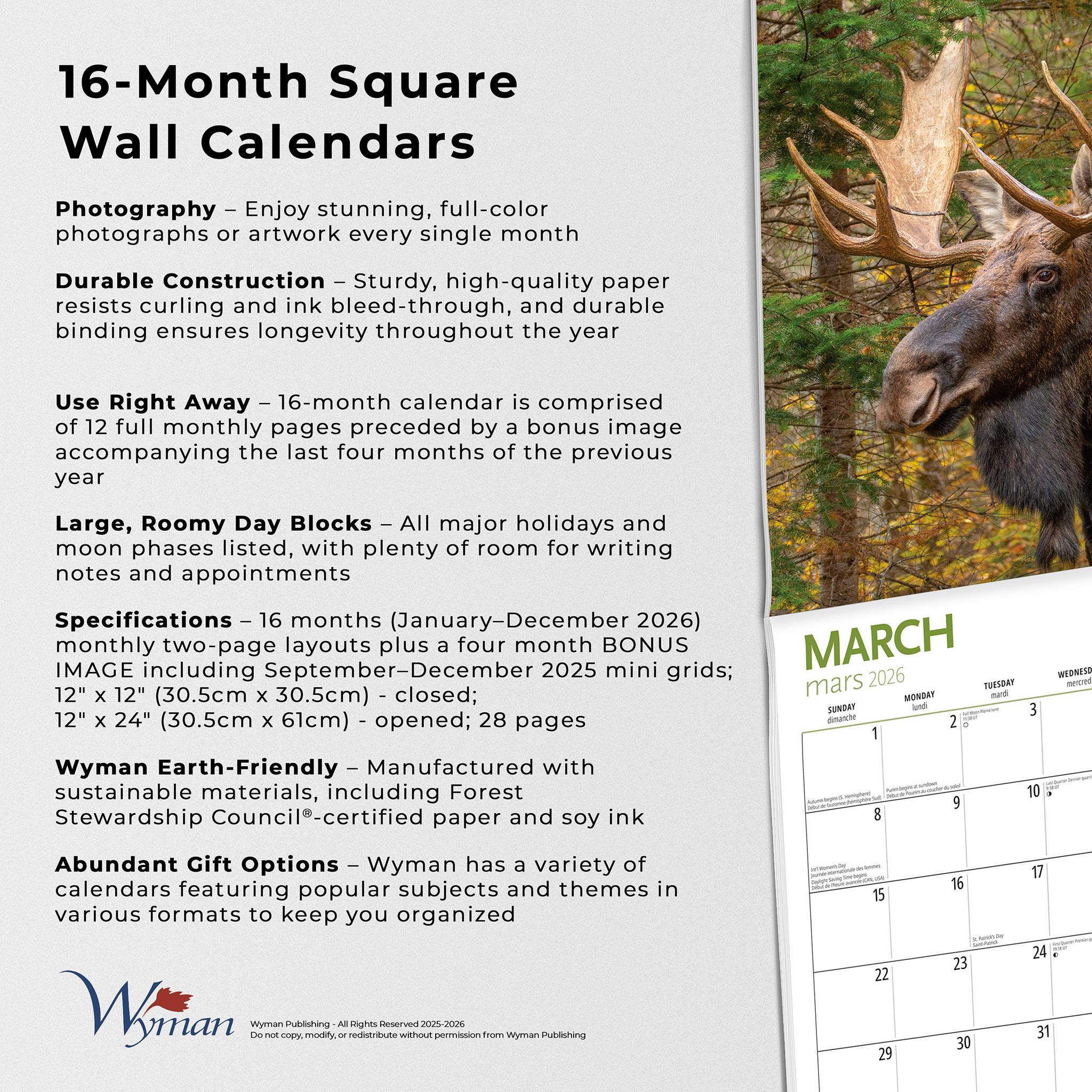 Calendrier mural Orignal 2026 de Canadian Geographic