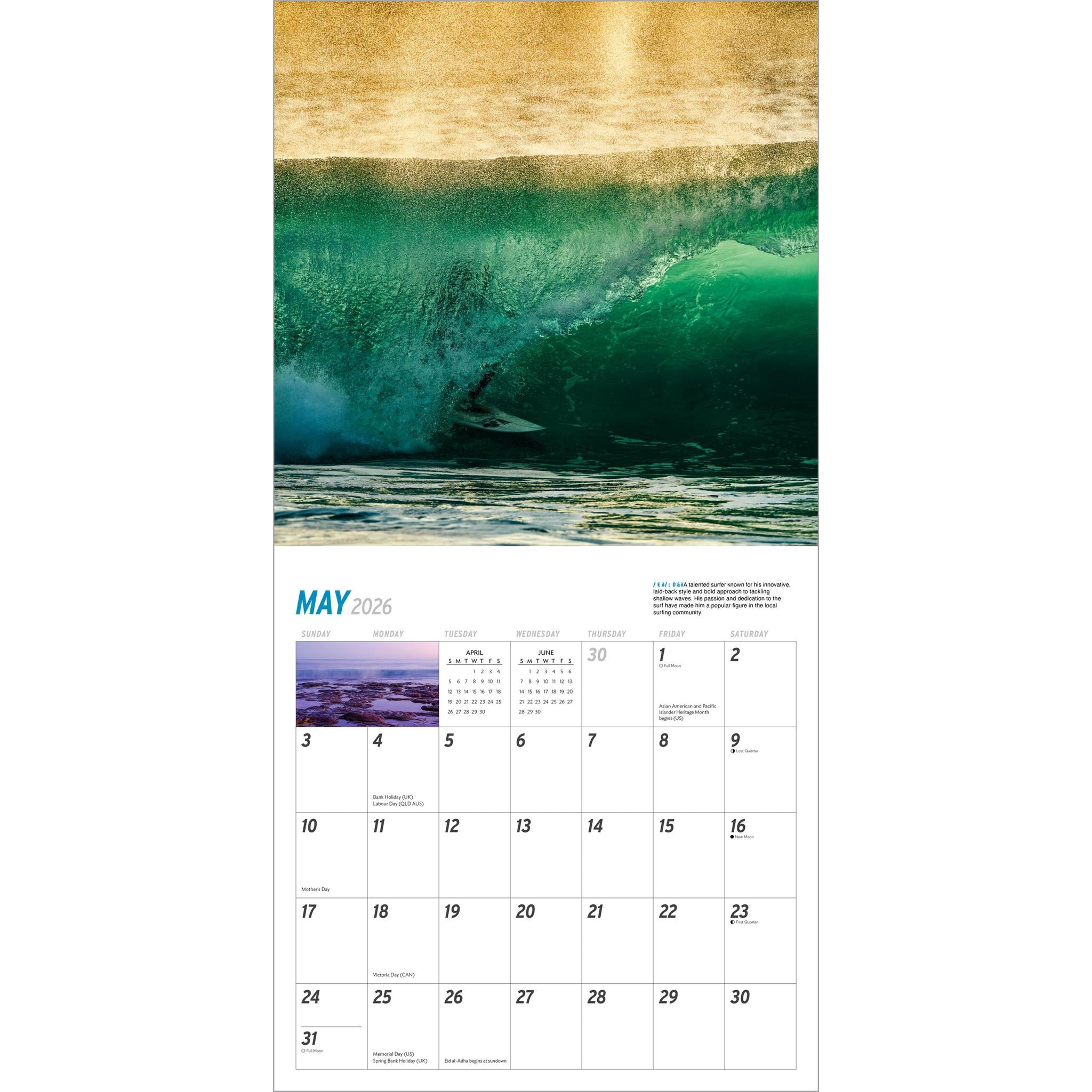 Big Wave Surfing 2026 Wall Calendar - Online Only