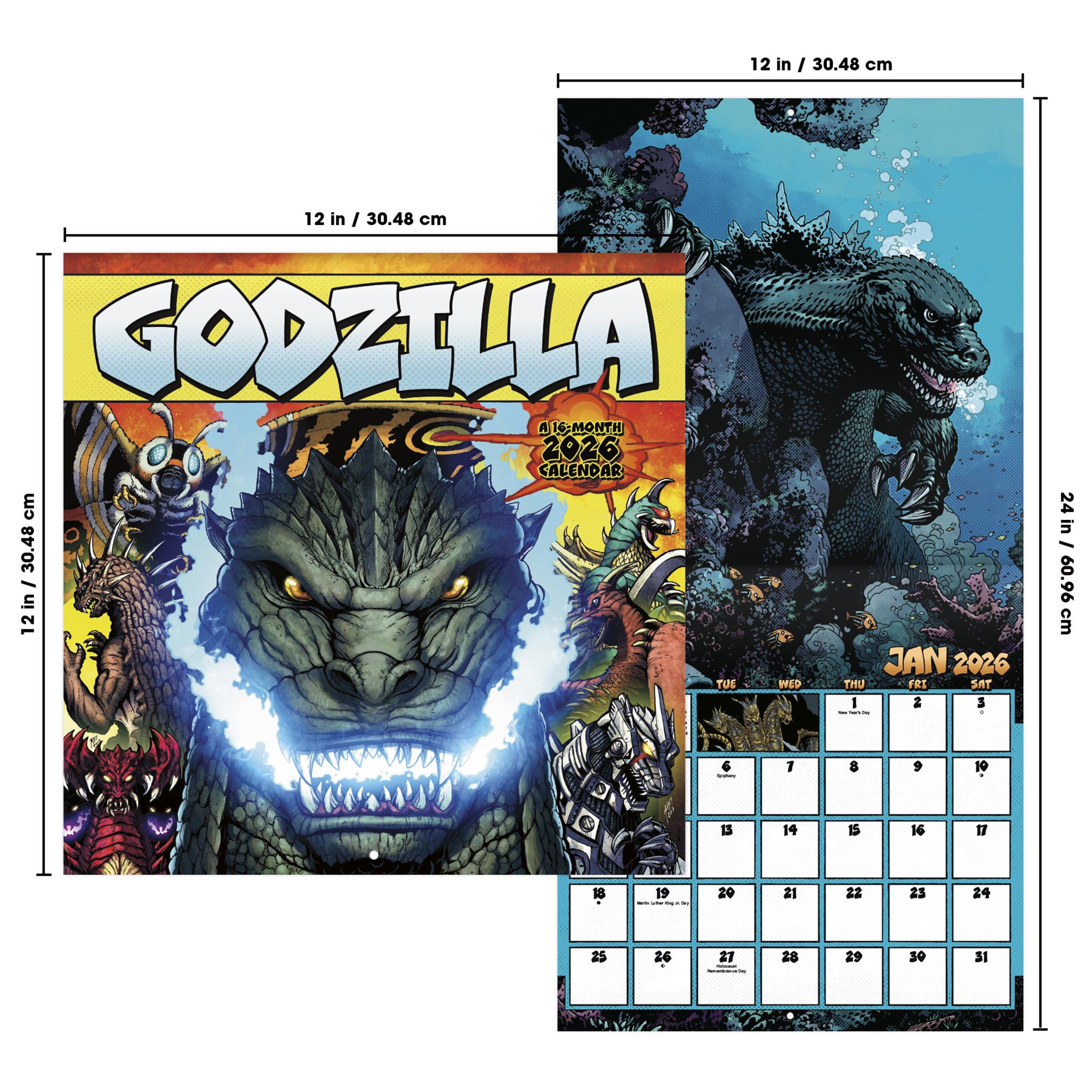 Calendrier mural Godzilla Classic 2026 - Disponible uniquement en ligne