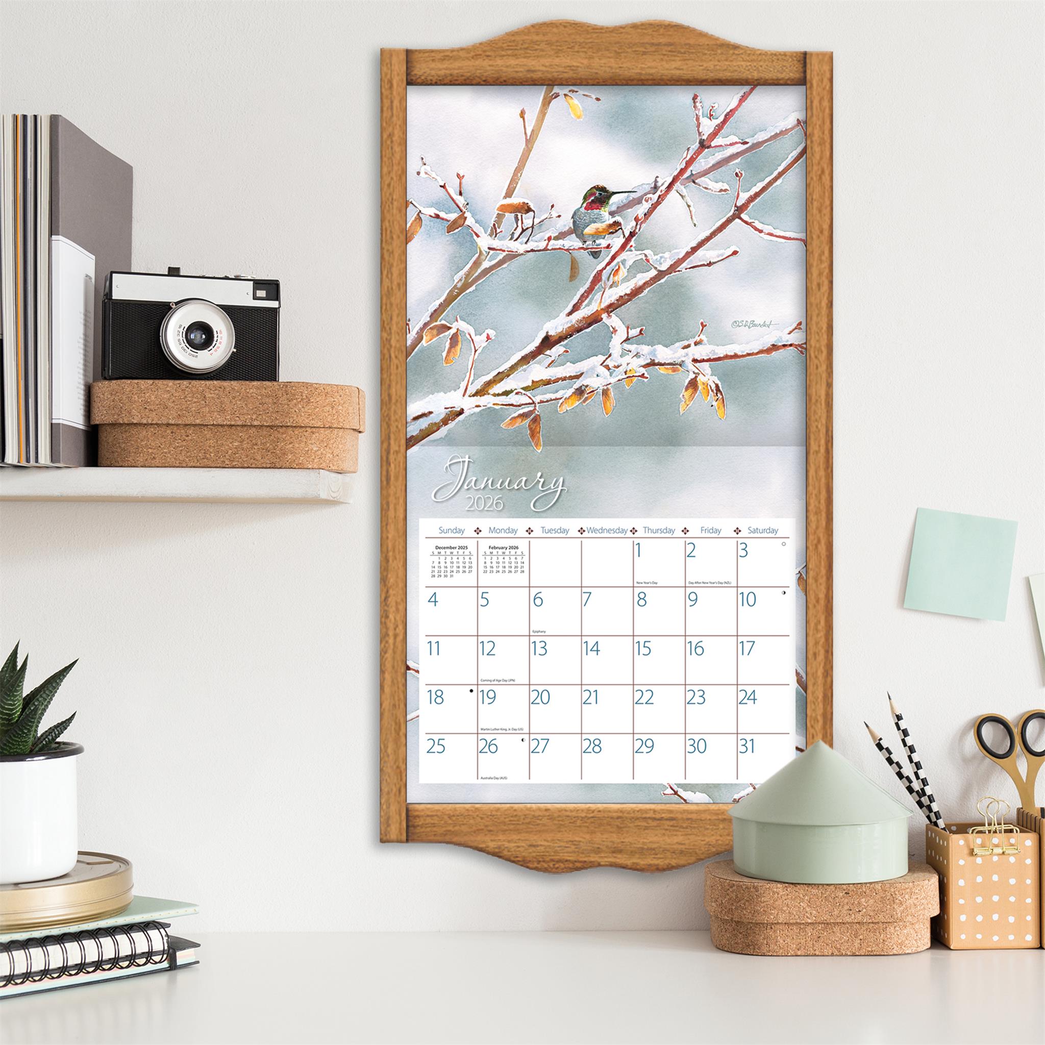 Calendrier mural de luxe Colibris 2026 - Disponible uniquement en ligne