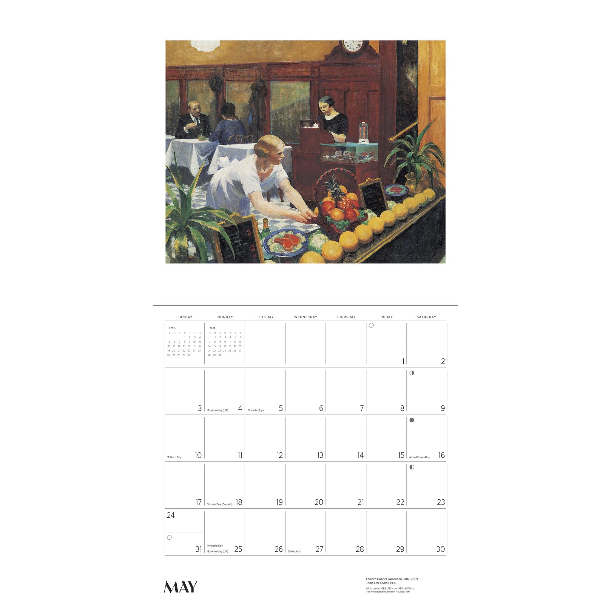 Calendrier mural Edward Hopper 2026