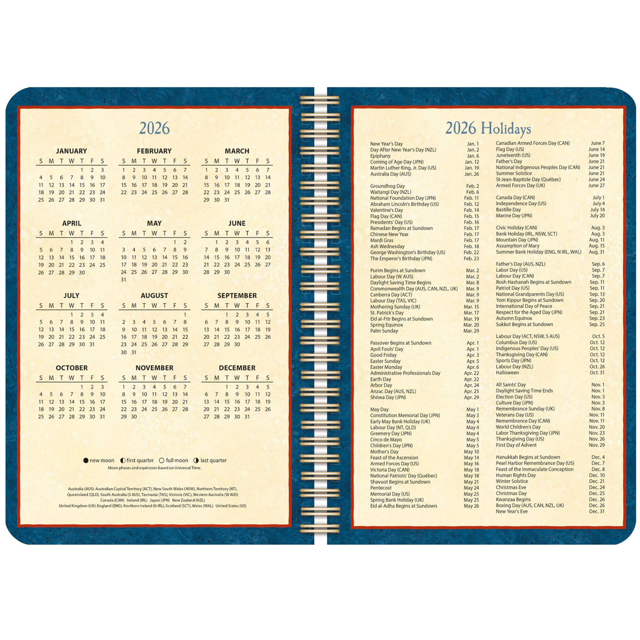 Calendrier de fiançailles Heart And Home Spiral 2026