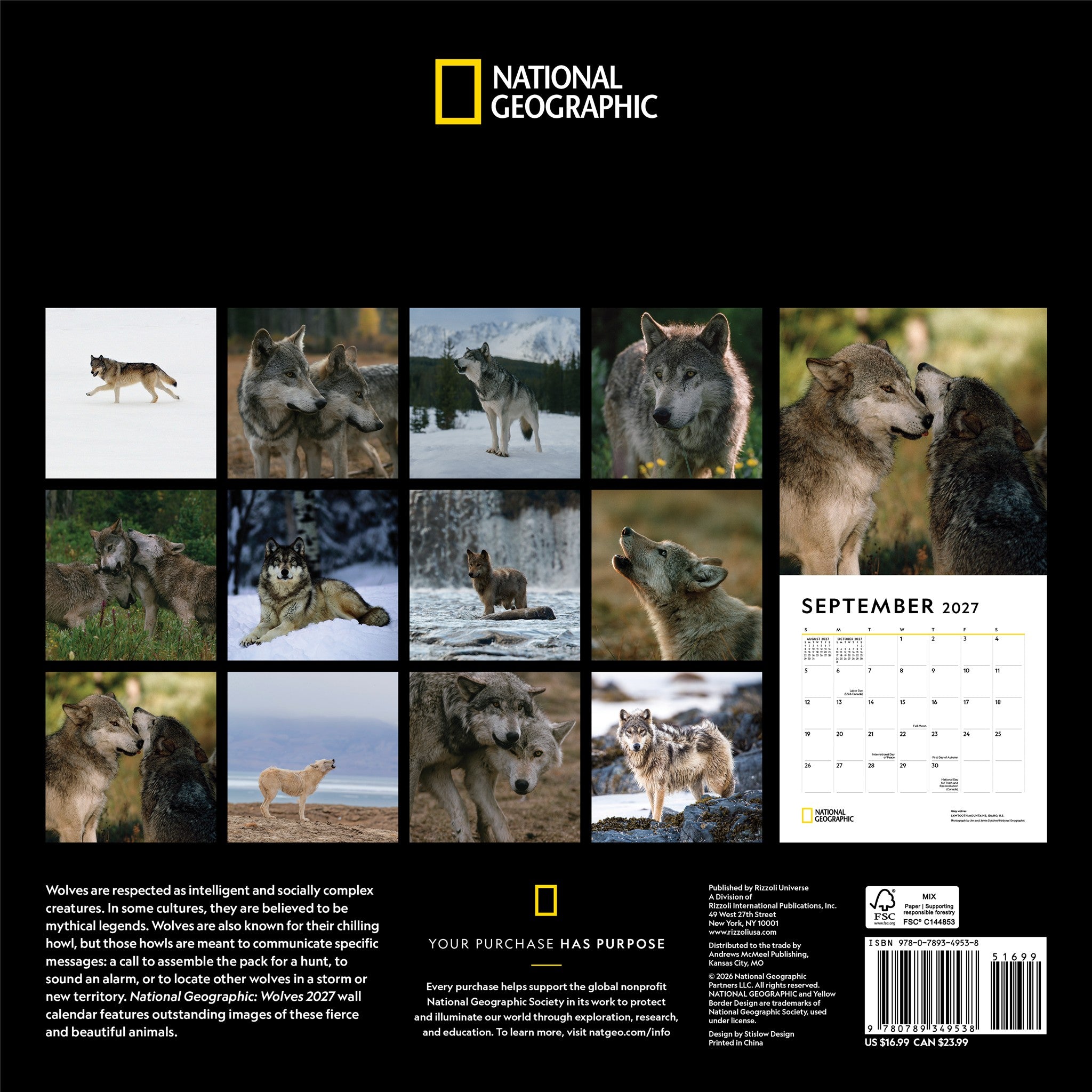 National Geographic: Wolves 2027 Wall Calendar