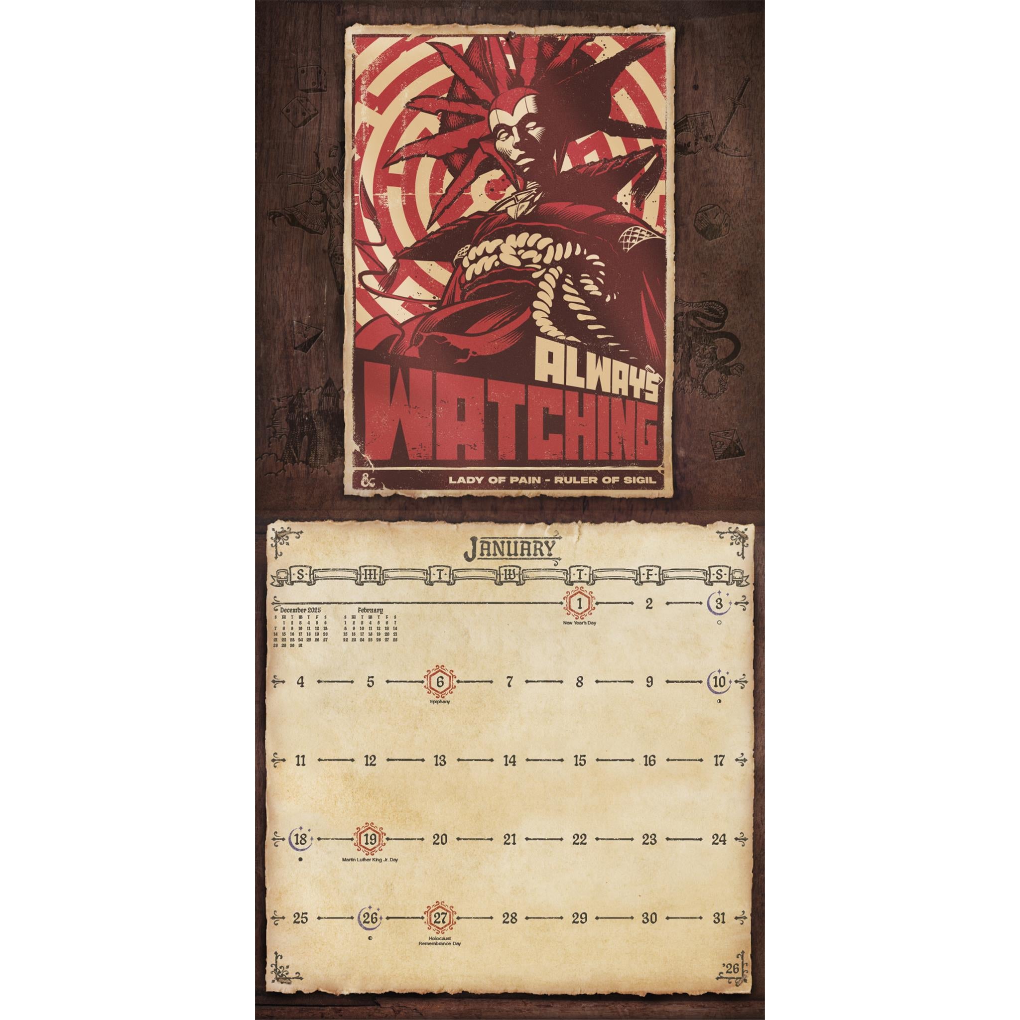 Calendrier mural Dungeons &amp; Dragons Classic 2026 - Disponible uniquement en ligne