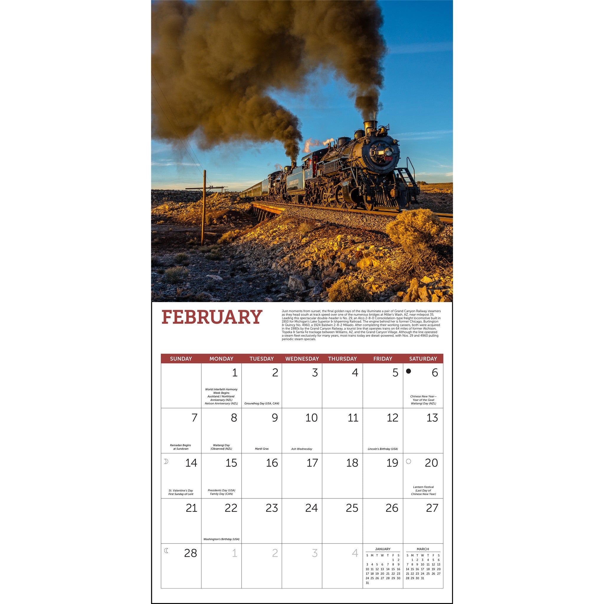 Steam Trains 2027 Wall Calendar