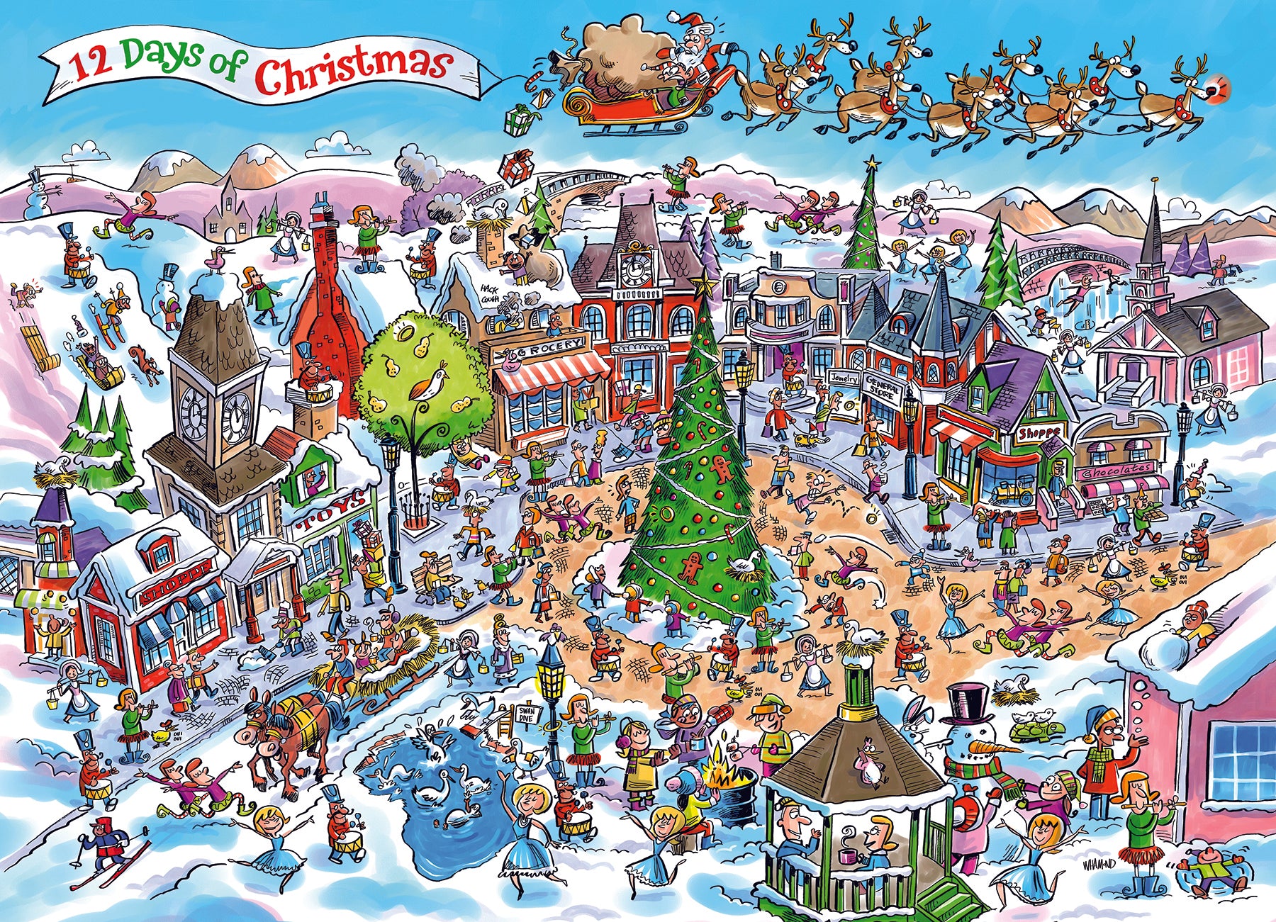 Puzzle DoodleTown 12 jours de Noël 1000 pièces