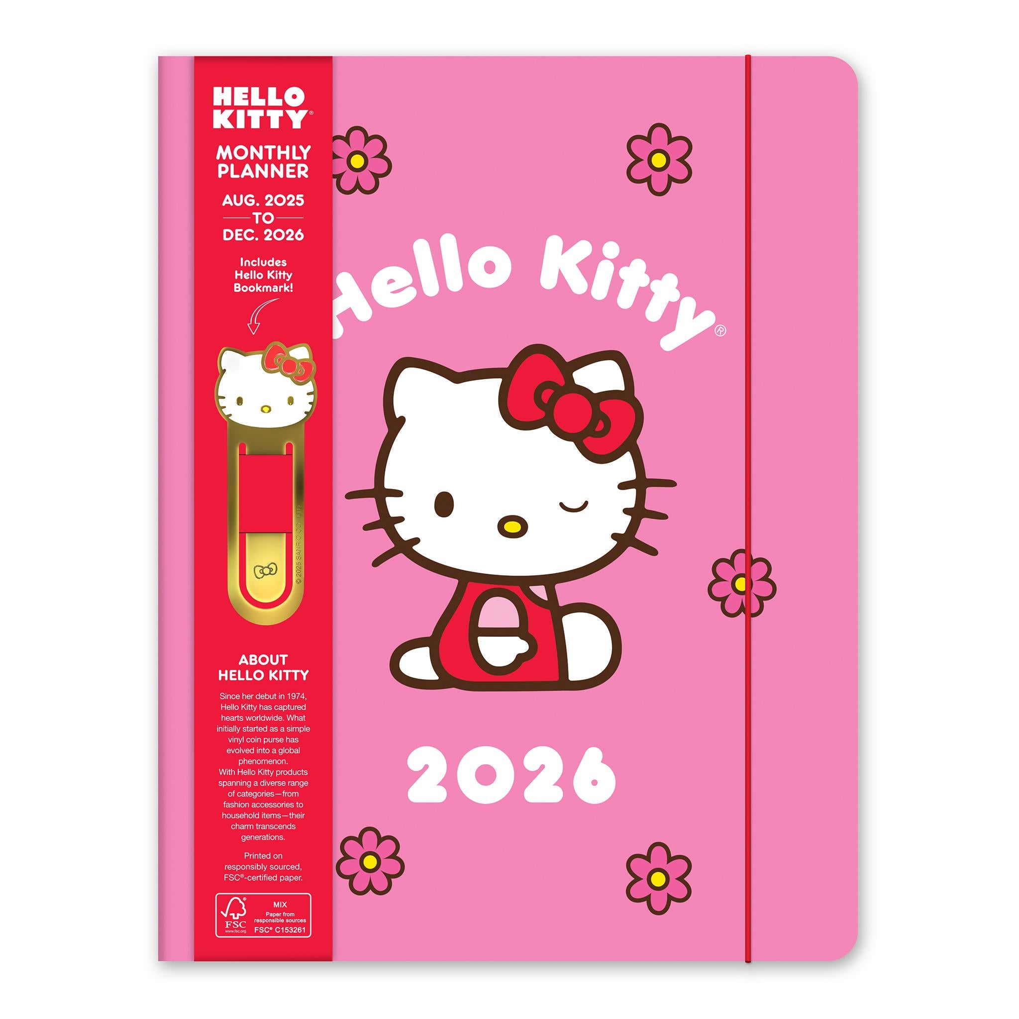 Agenda mensuel Hello Kitty rose ludique 2025-2026 - Disponible uniquement en ligne