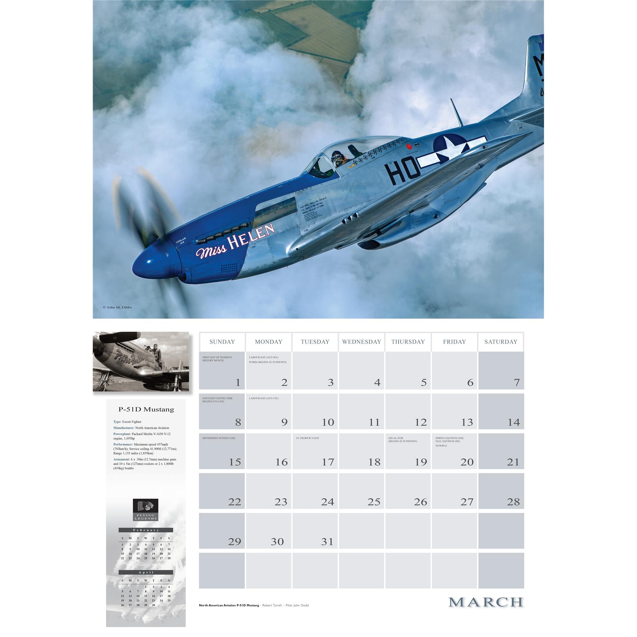 Calendrier mural géant Flying Legends 2026