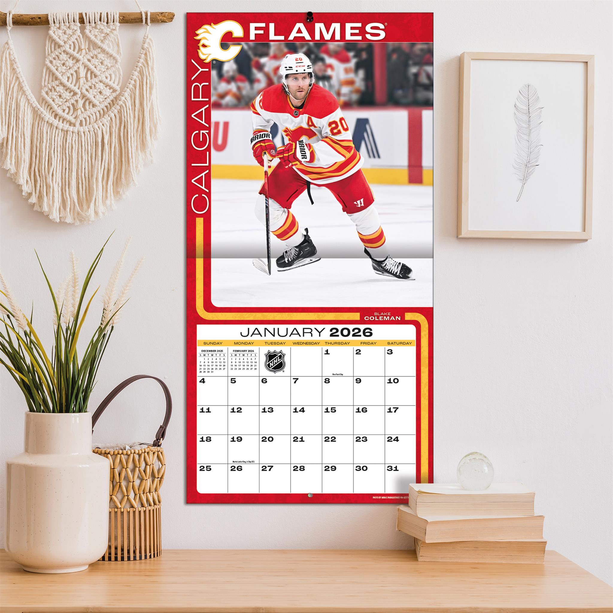 Calendrier mural 2026 des Flames de Calgary (LNH) - Disponible uniquement en ligne