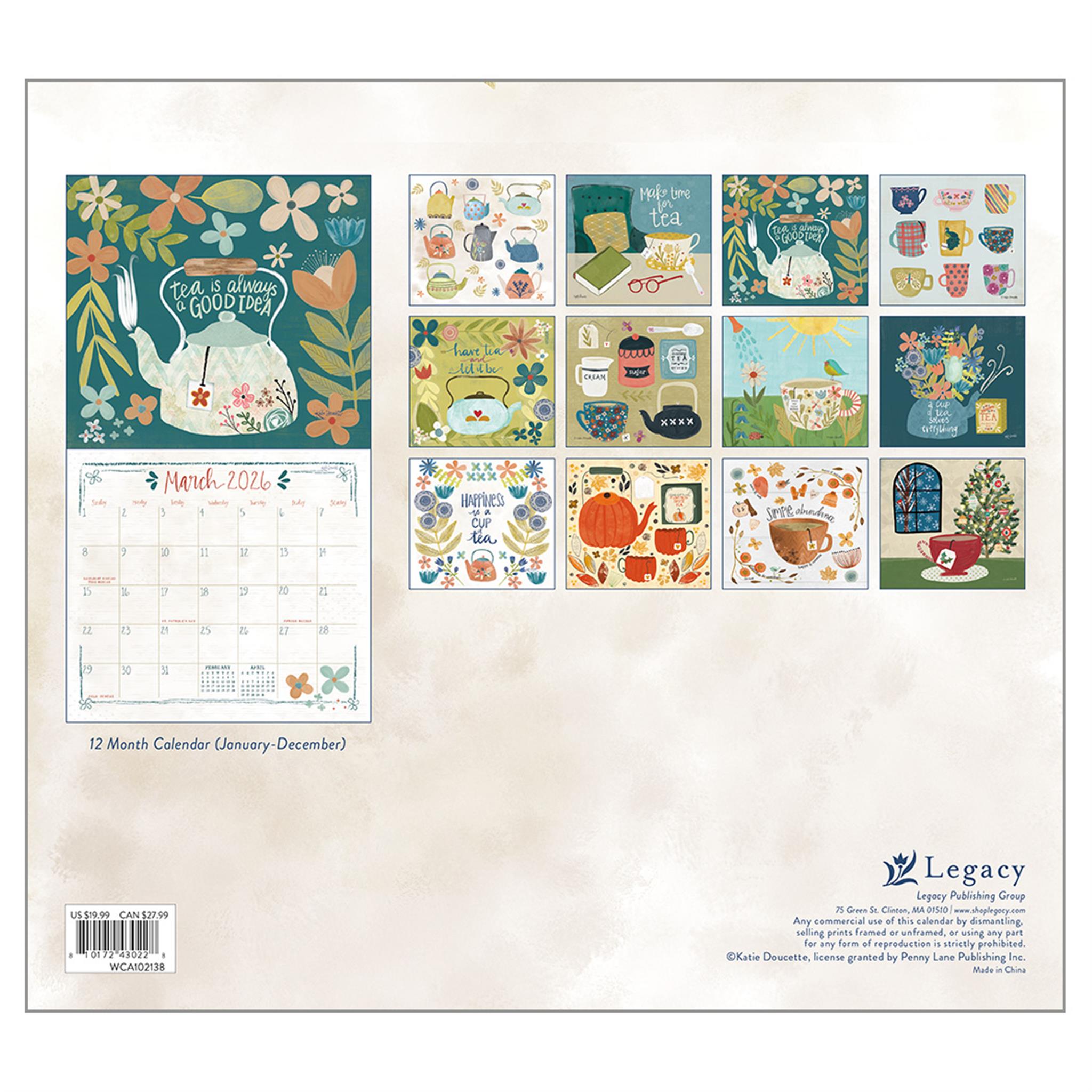 Calendrier mural de luxe Tea Time 2026