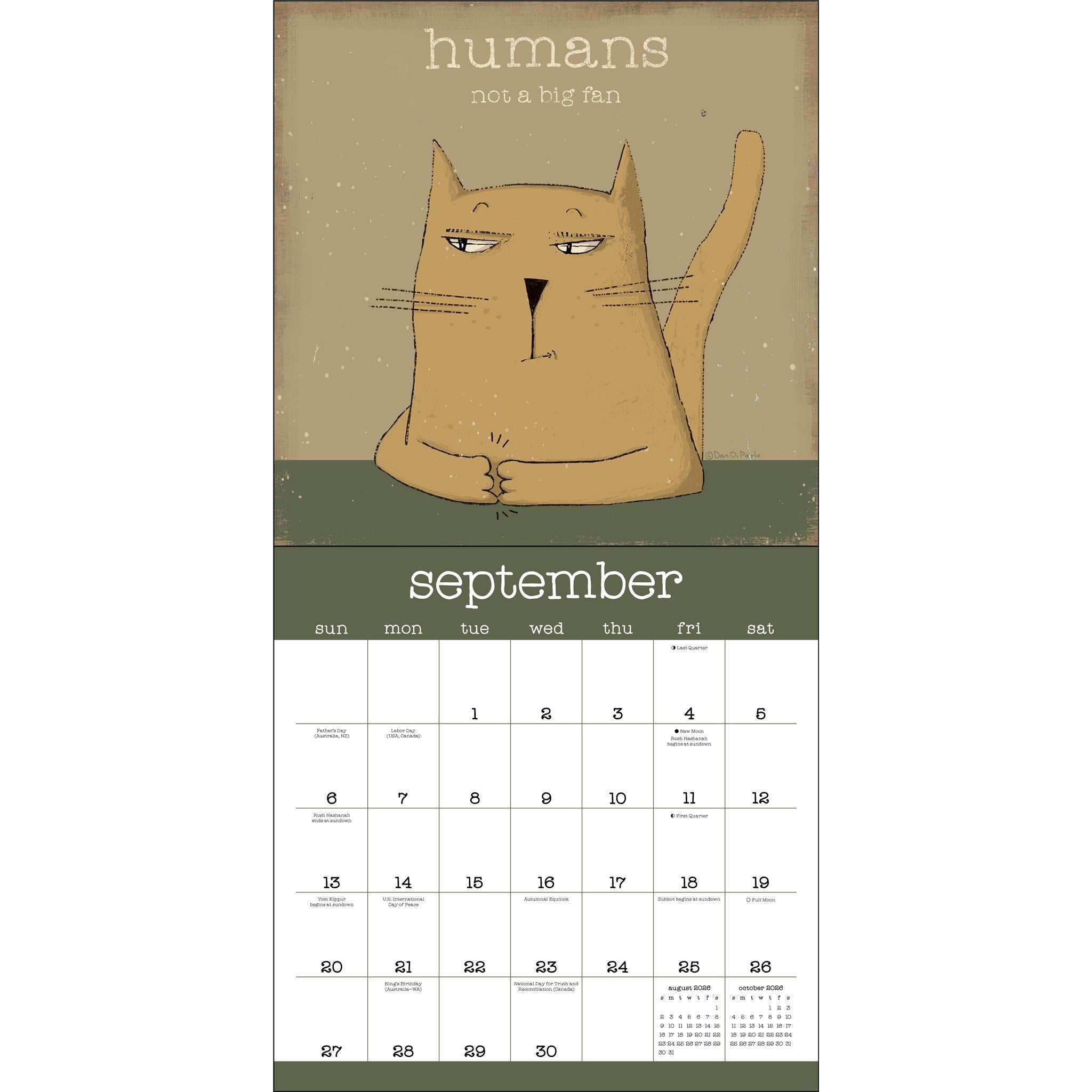 Calendrier mural Année des chats sarcastiques 2026