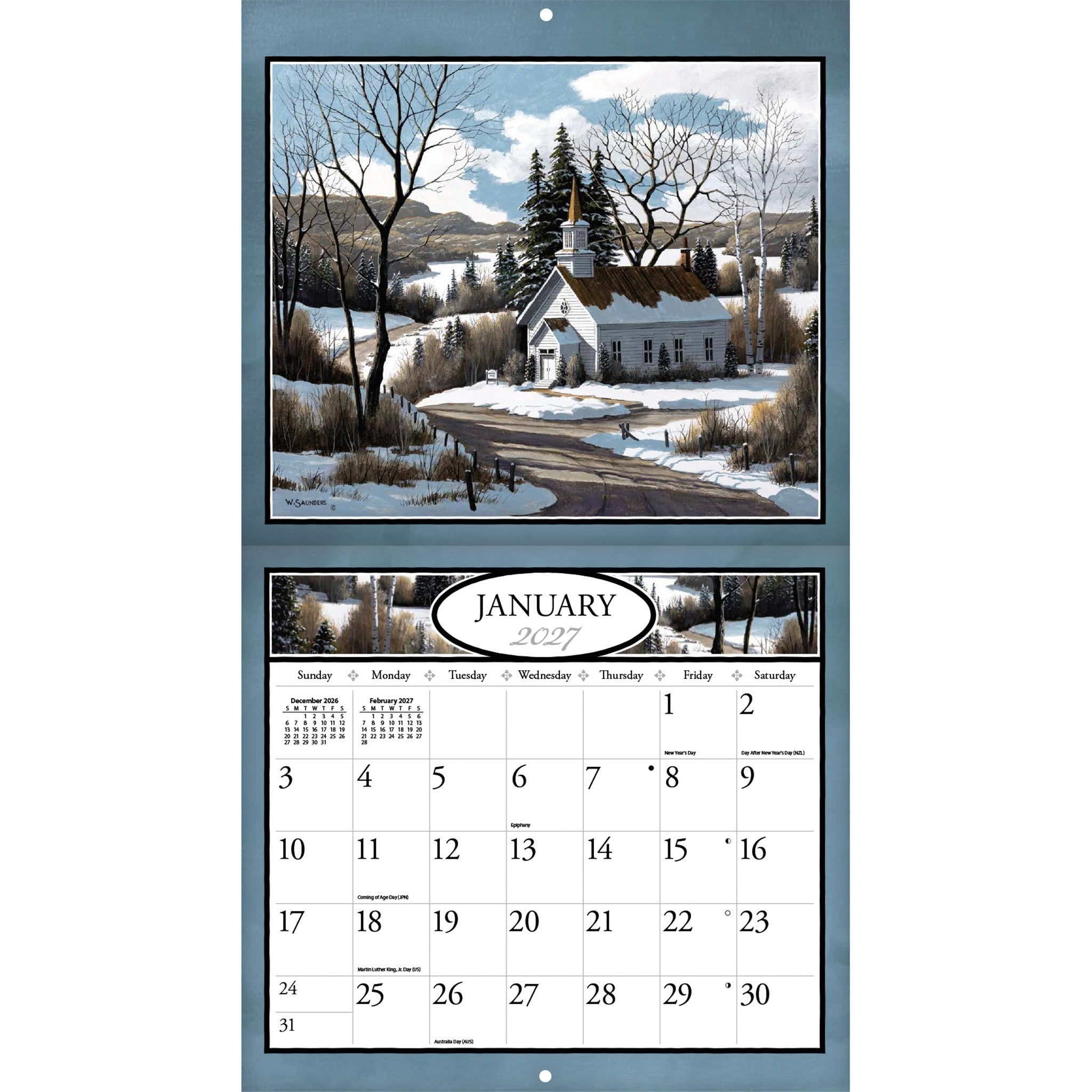 Calendrier mural 2027 Églises de campagne - En ligne seulement