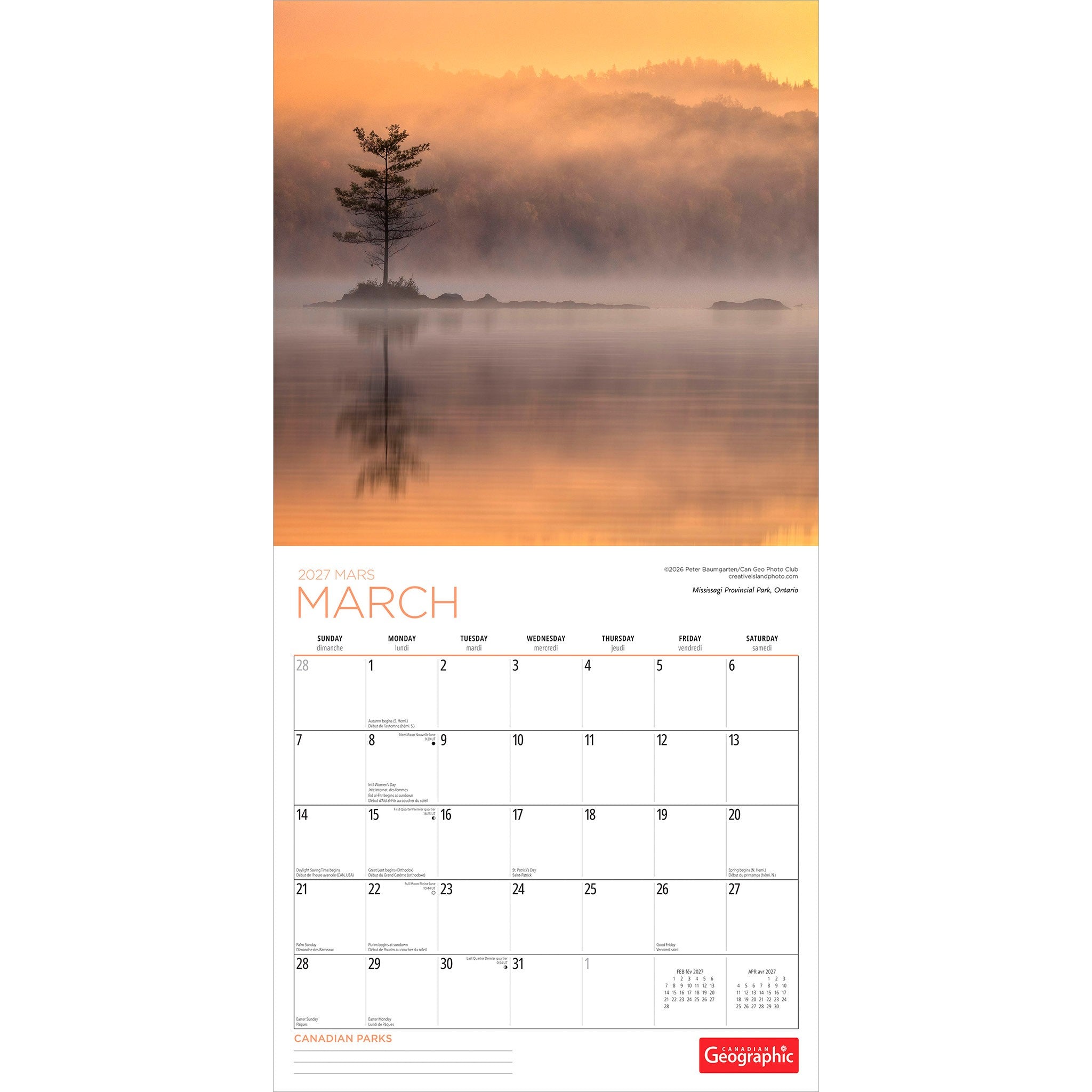 Canadian Geographic Canadian Parks 2027 Wall Calendar