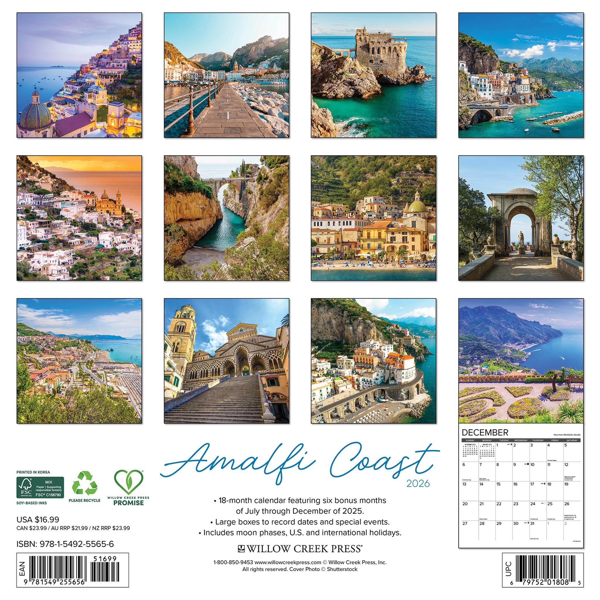 Calendrier mural Côte amalfitaine 2026