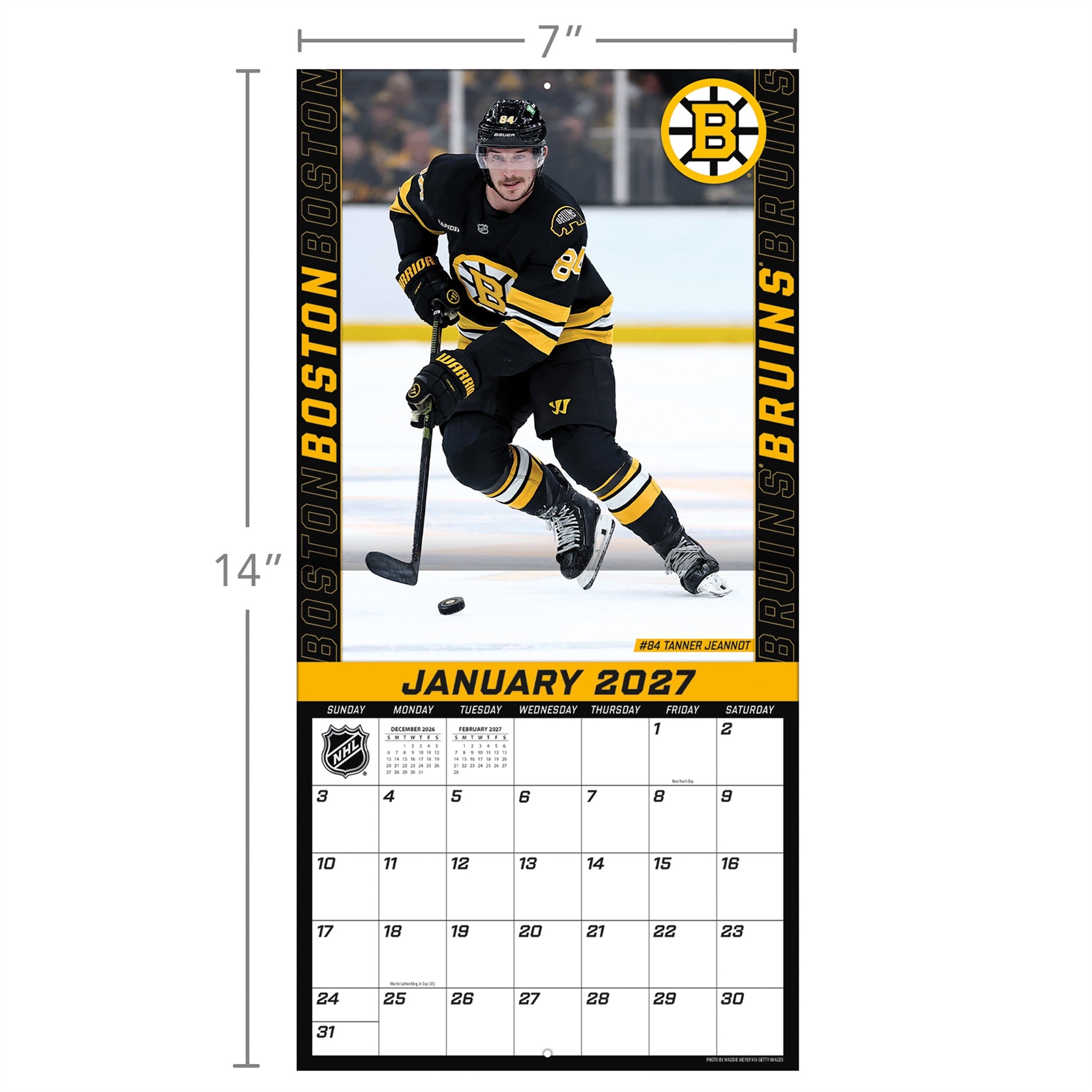 NHL Boston Bruins 2027 Mini Calendar