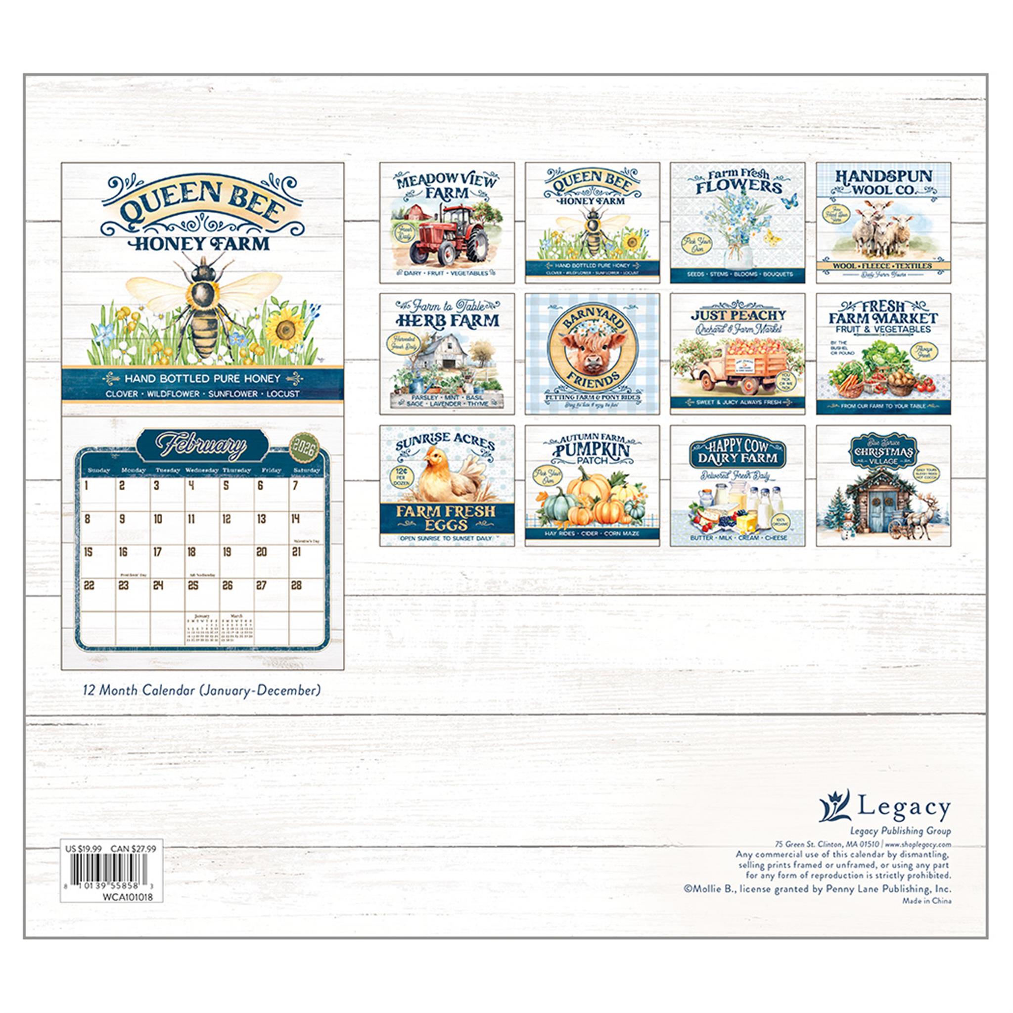 Calendrier mural de luxe Farm To Table 2026