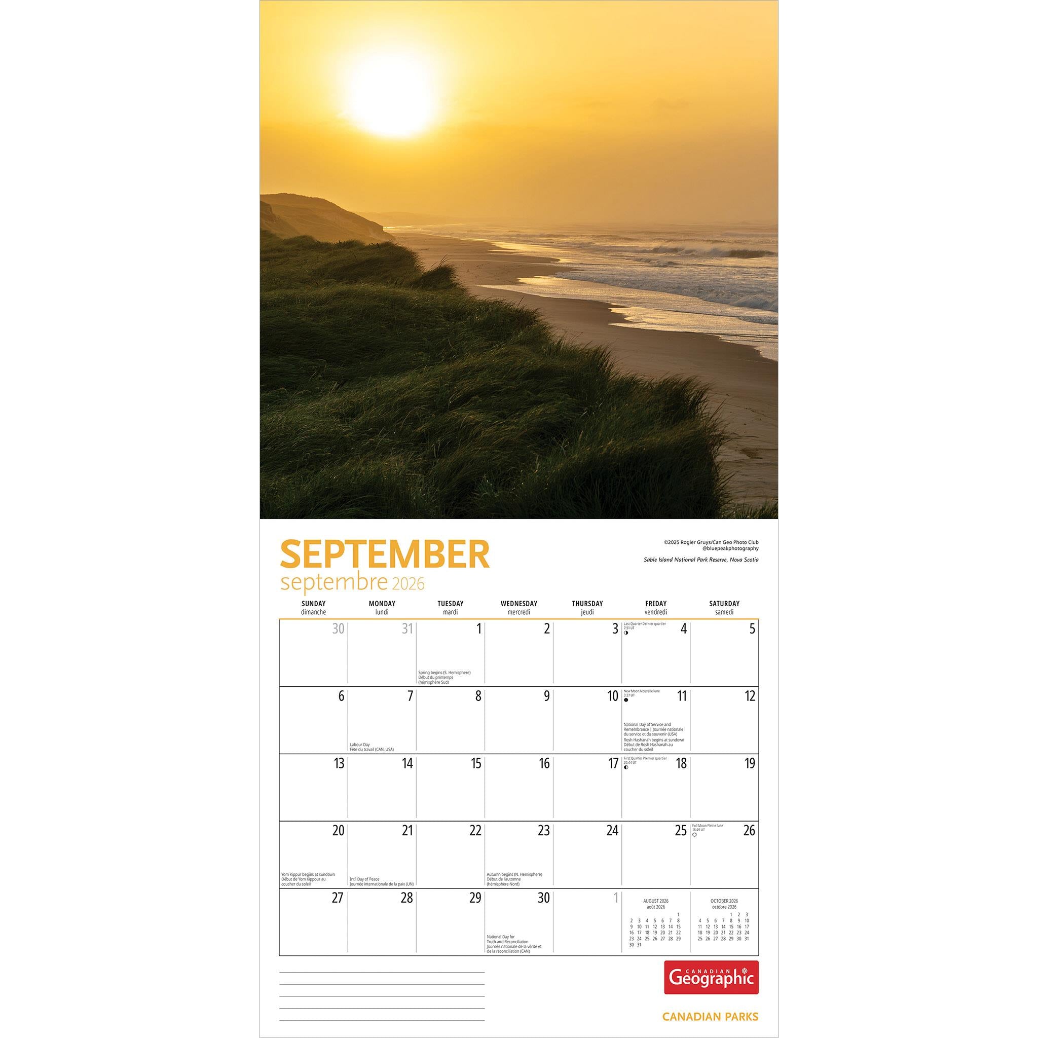 Canadian Geographic Canadian Parks 2026 Wall Calendar