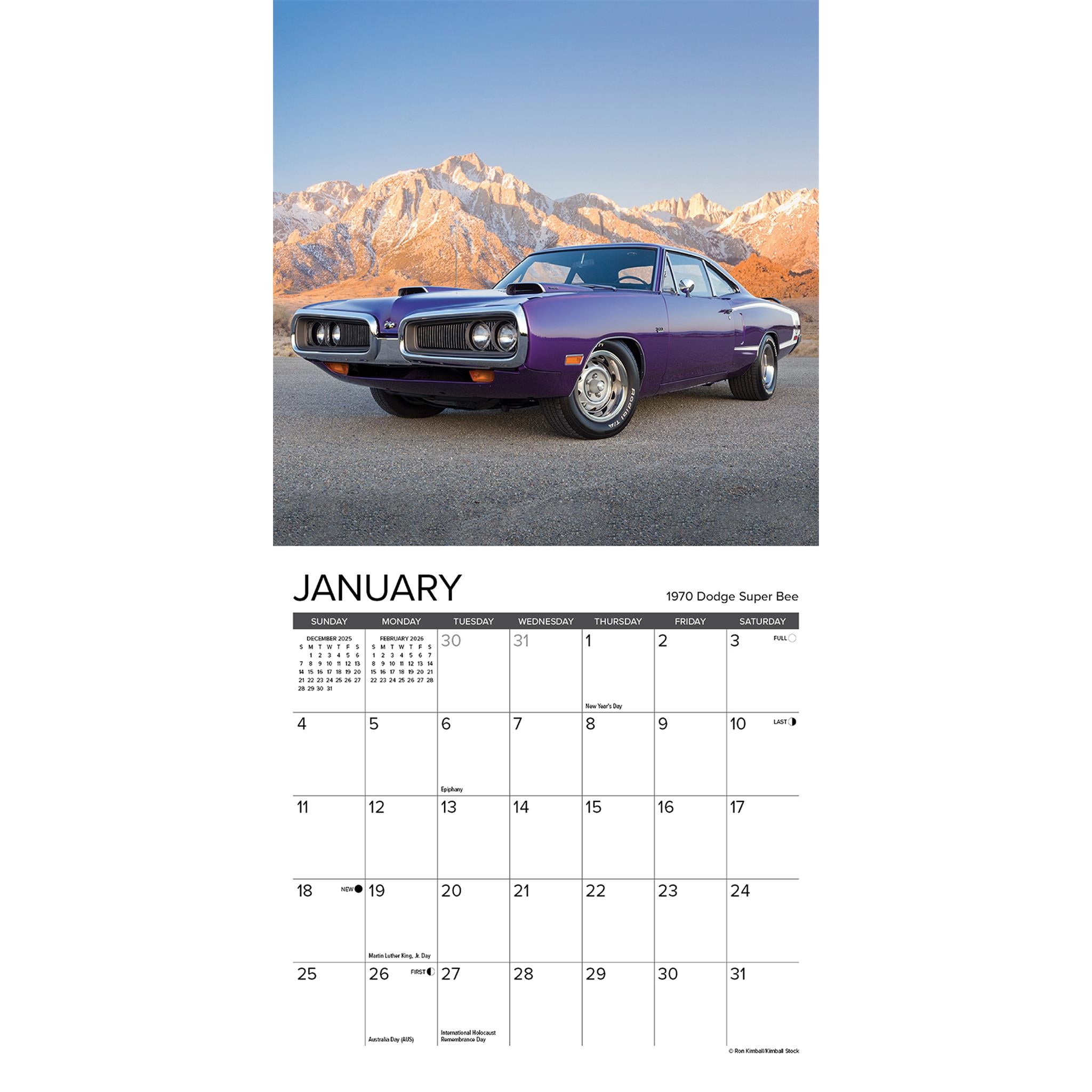 Mini-calendrier des voitures américaines musclées 2026