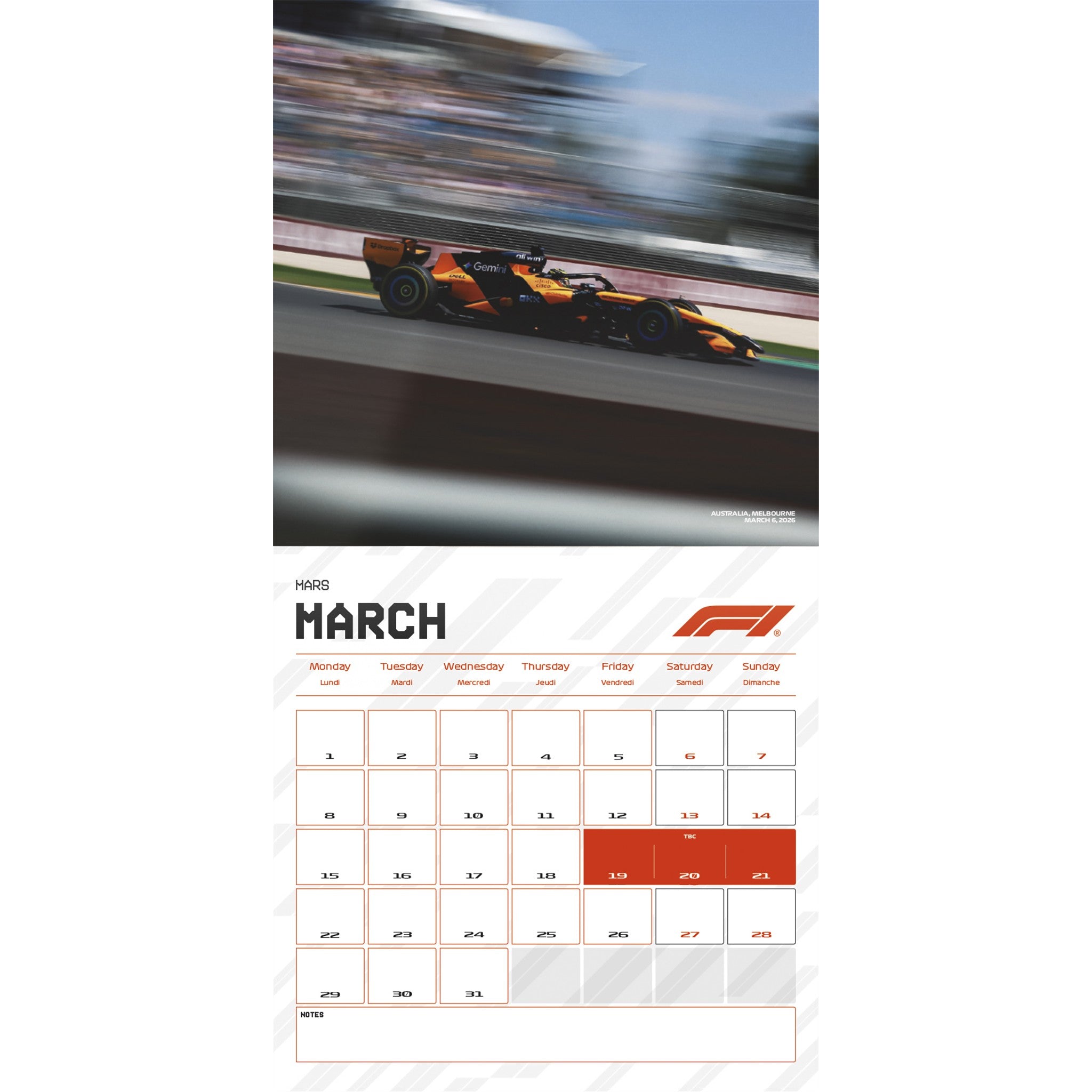 McLaren Racing 2027 Wall Calendar