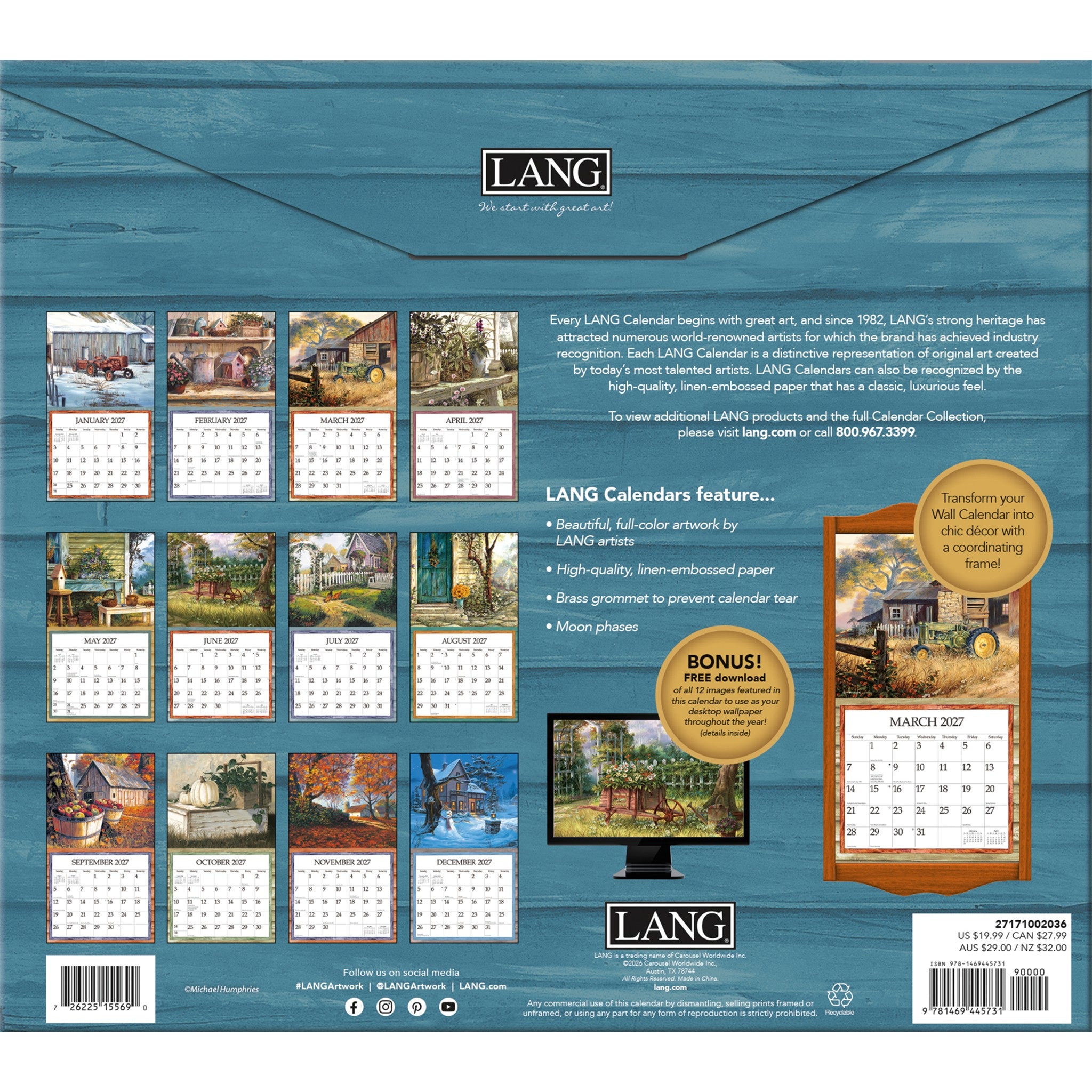 Simple Country Special Edition with Print 2027 Wall Calendar
