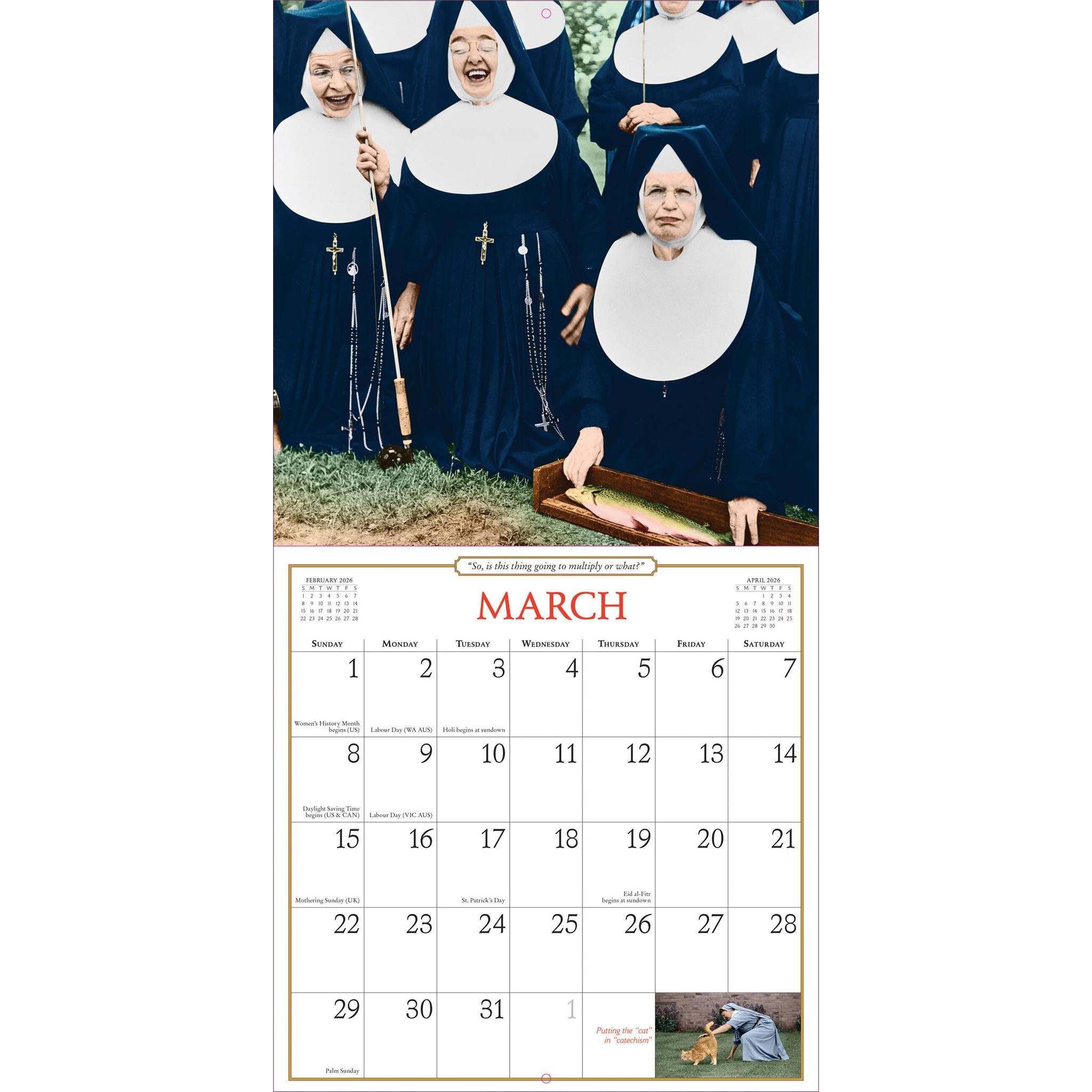 Calendrier mural 2026 des nonnes qui s'amusent