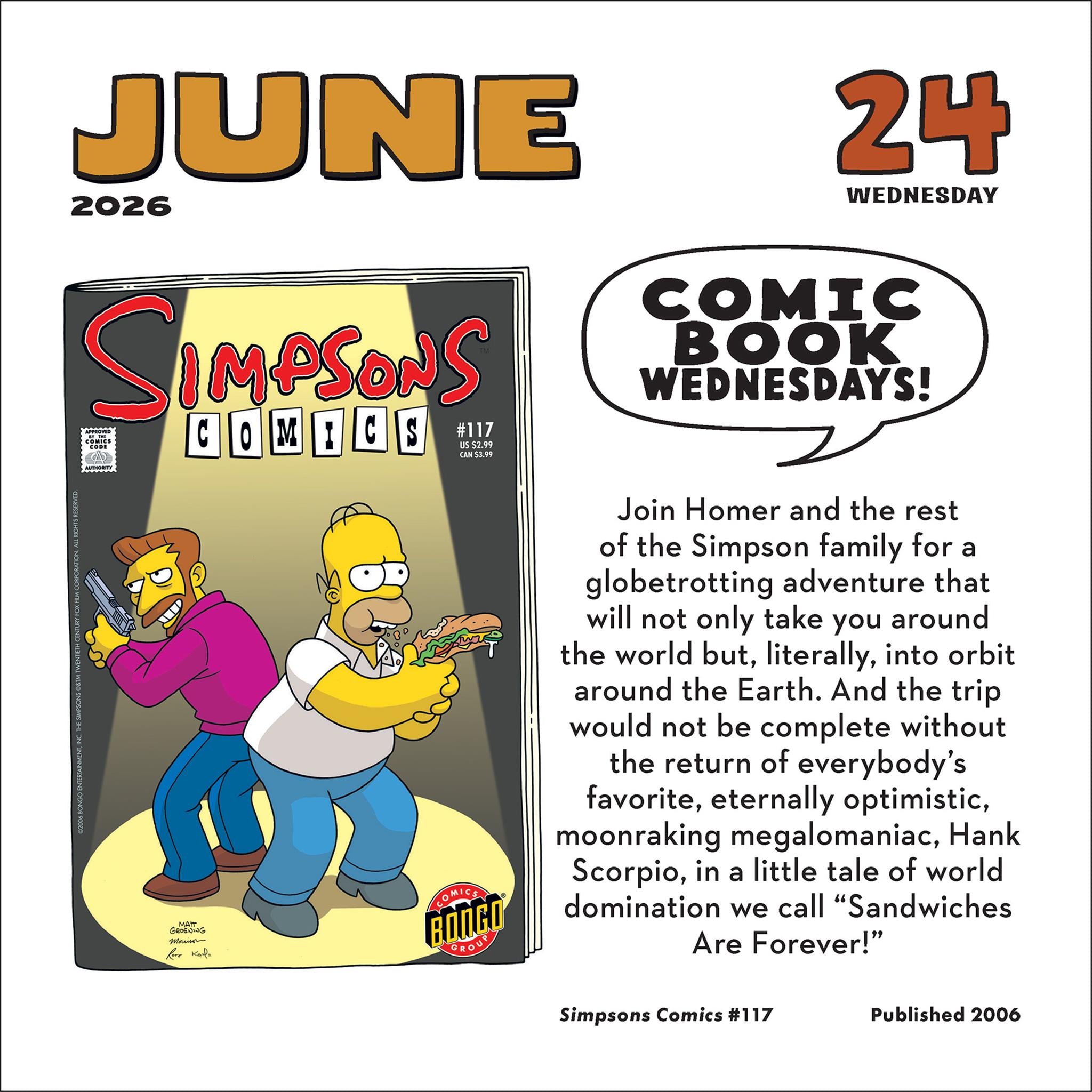 Calendrier de la boîte Simpsons 2026