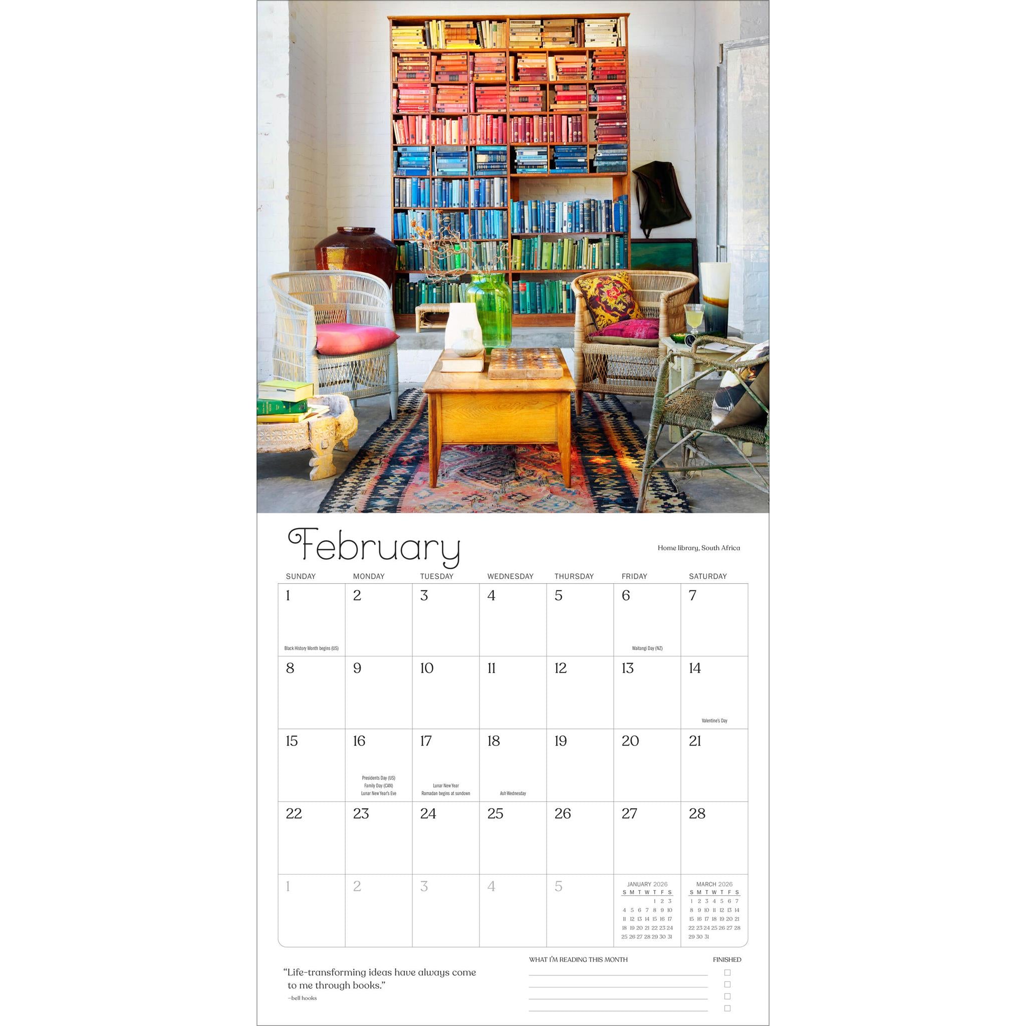 Calendrier mural 2026 pour les amoureux des livres - Disponible uniquement en ligne